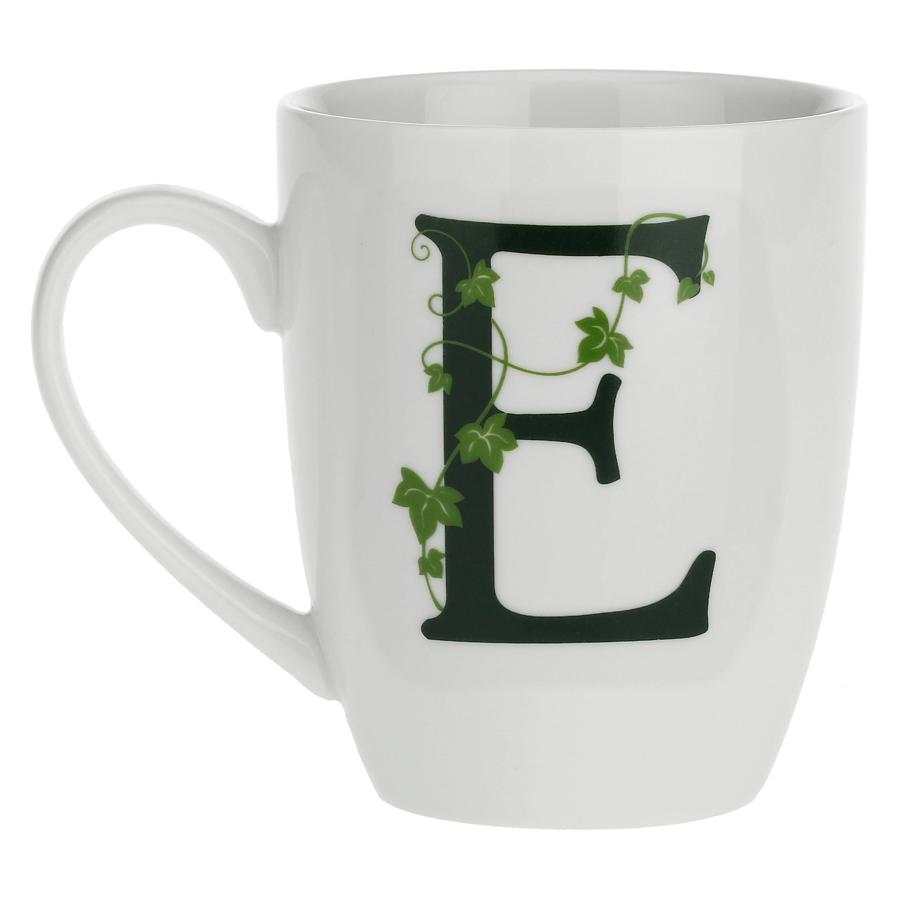 Mug Lettera 'E' con cucchiaino, Atupertu - Porcellana, 380 cc