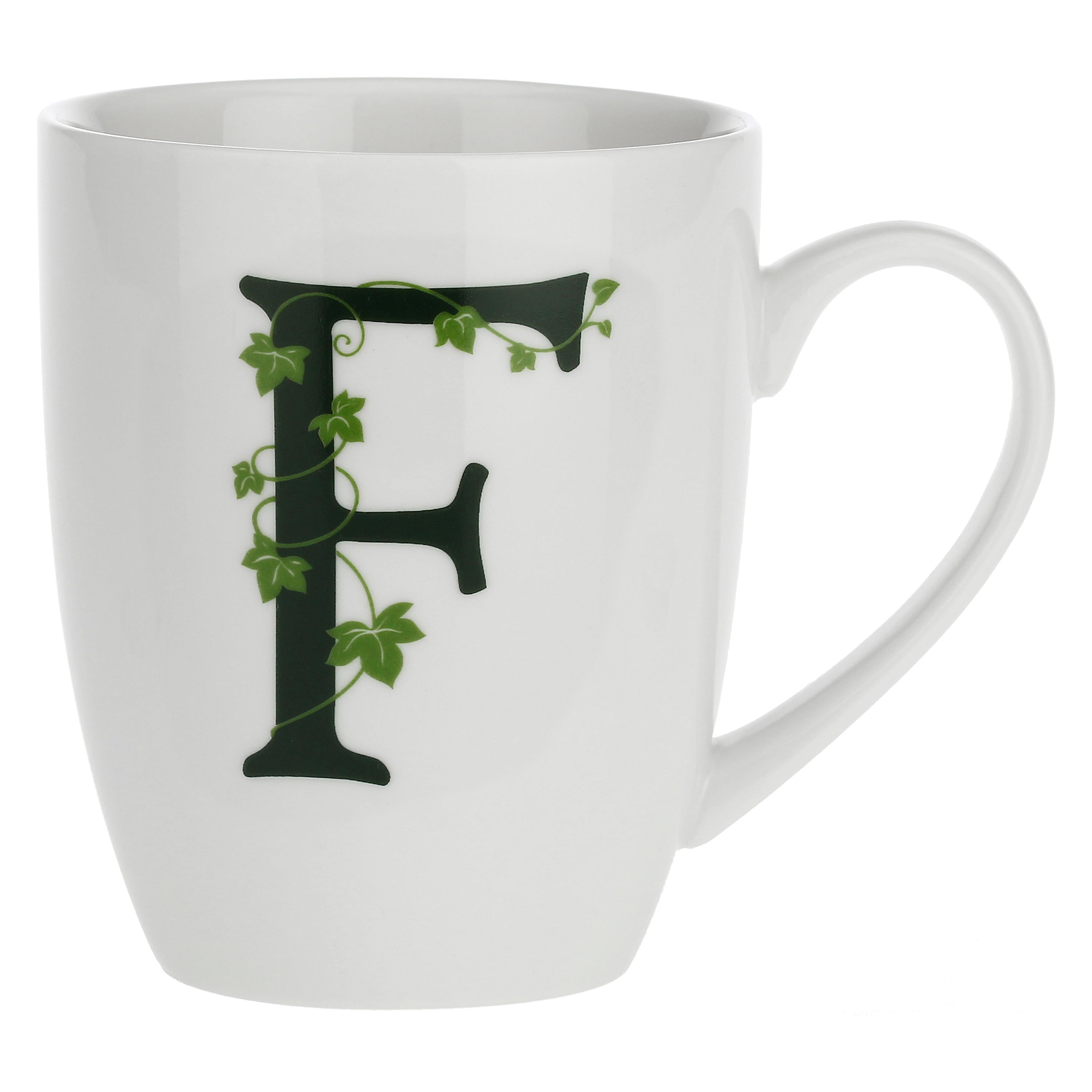 Mug Lettera 'F' con cucchiaino, Atupertu - Porcellana, 380 cc