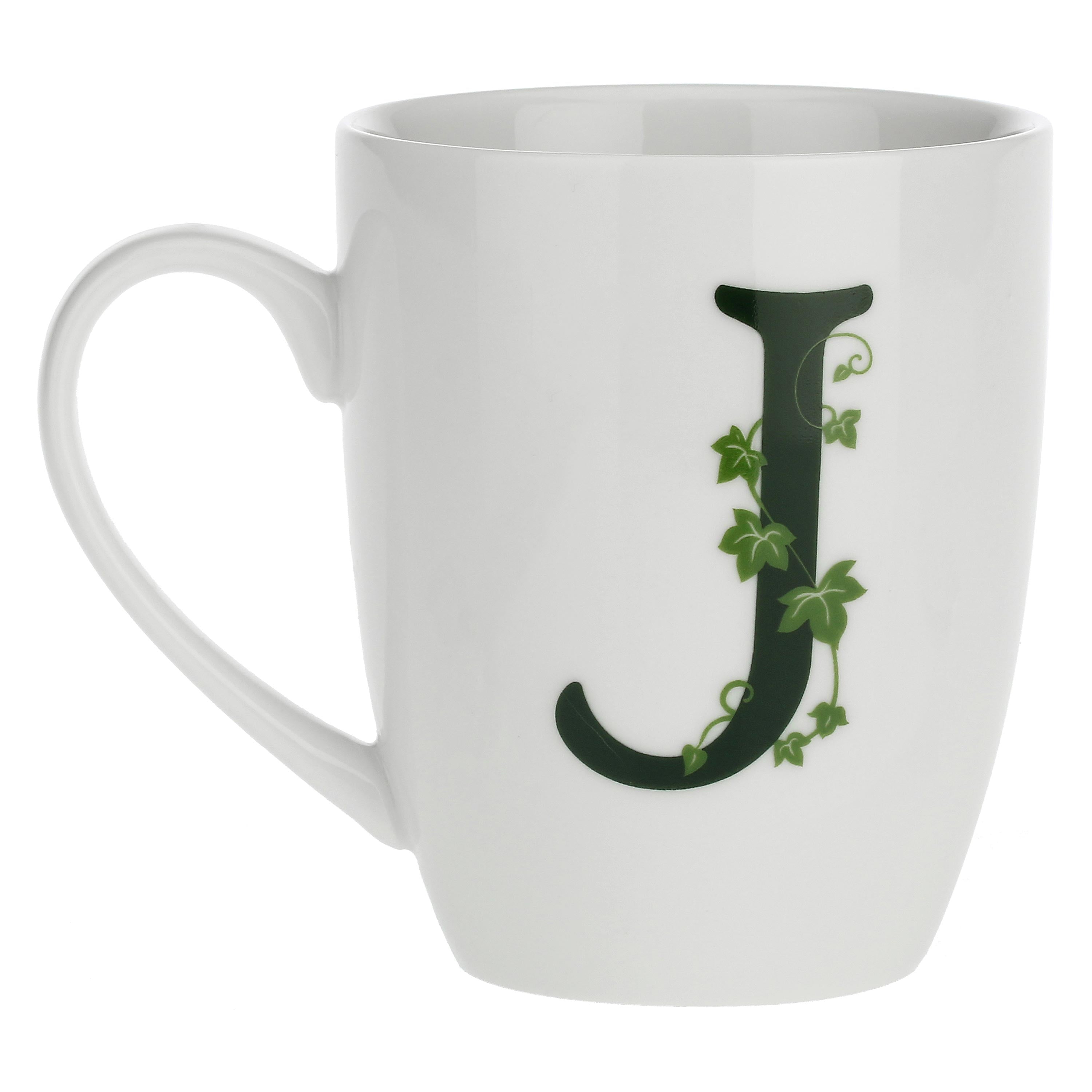 Mug Lettera 'J' con cucchiaino, Atupertu - Porcellana, 380 cc