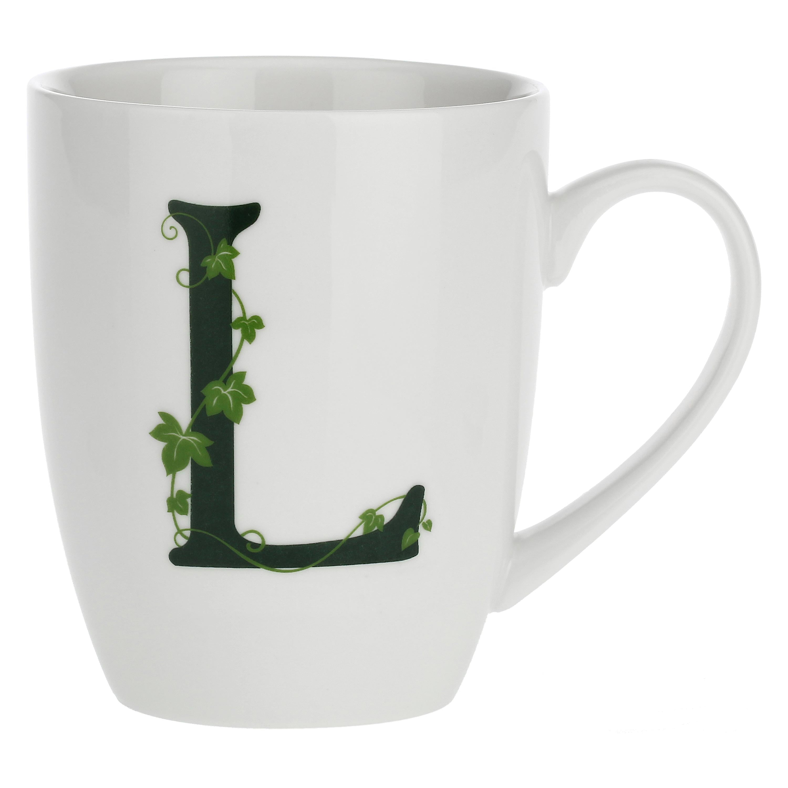 Mug Lettera 'L' con cucchiaino, Atupertu - Porcellana, 380 cc