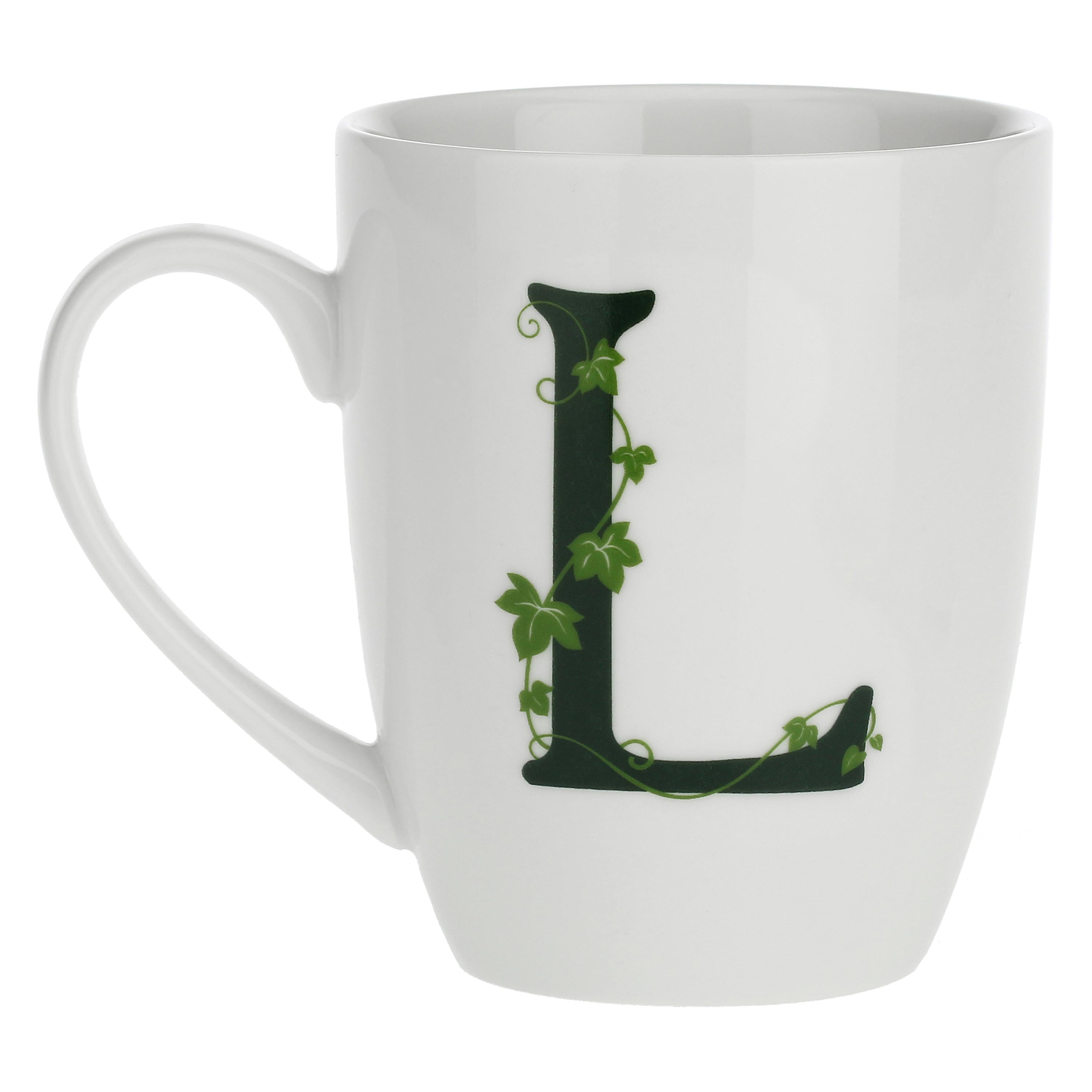 Mug Lettera 'L' con cucchiaino, Atupertu - Porcellana, 380 cc