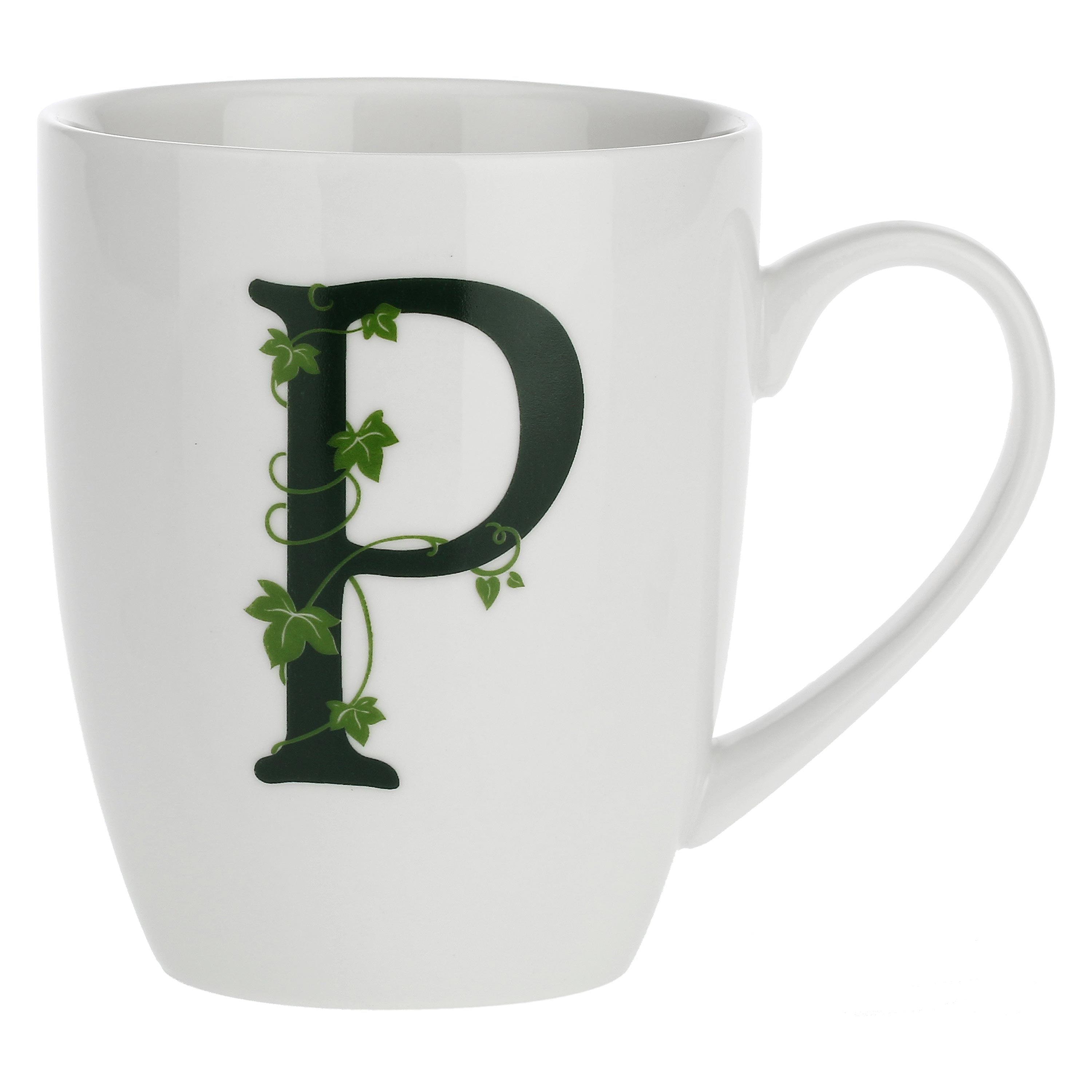 Mug Lettera 'P' con cucchiaino, Atupertu - Porcellana, 380 cc