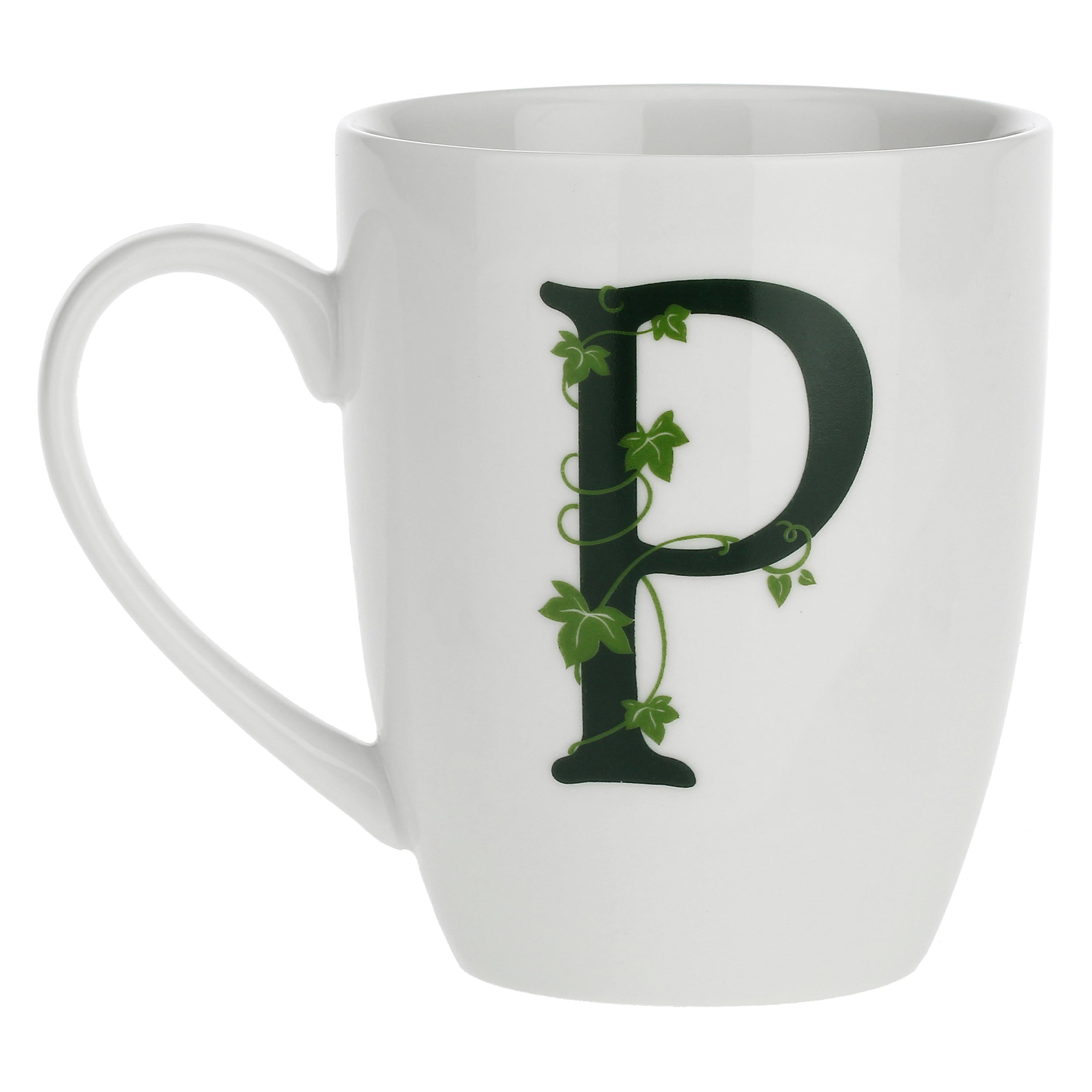 Mug Lettera 'P' con cucchiaino, Atupertu - Porcellana, 380 cc