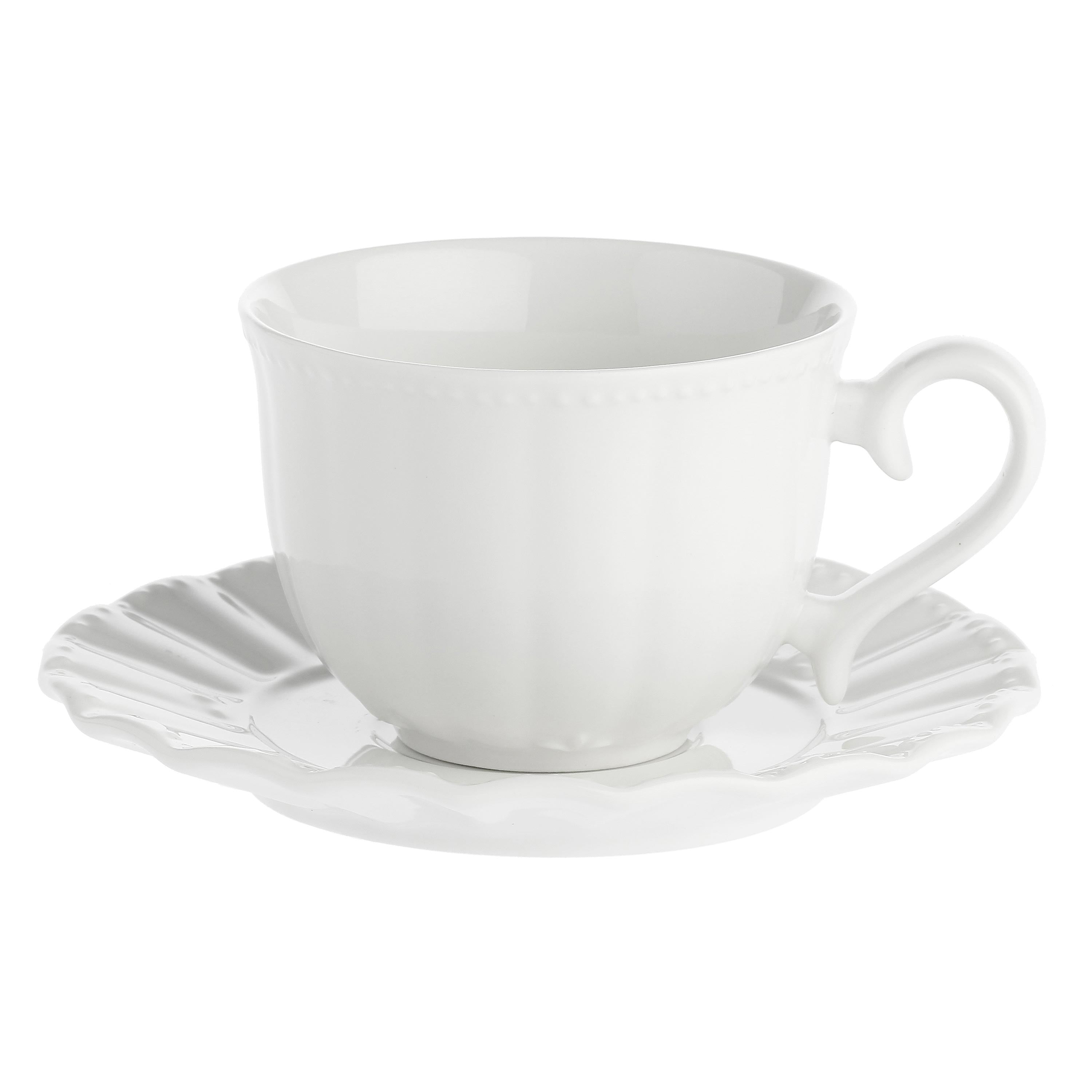 Set da 6, Tazza Te' con piattino, Ducale - Porcellana, 220 cc