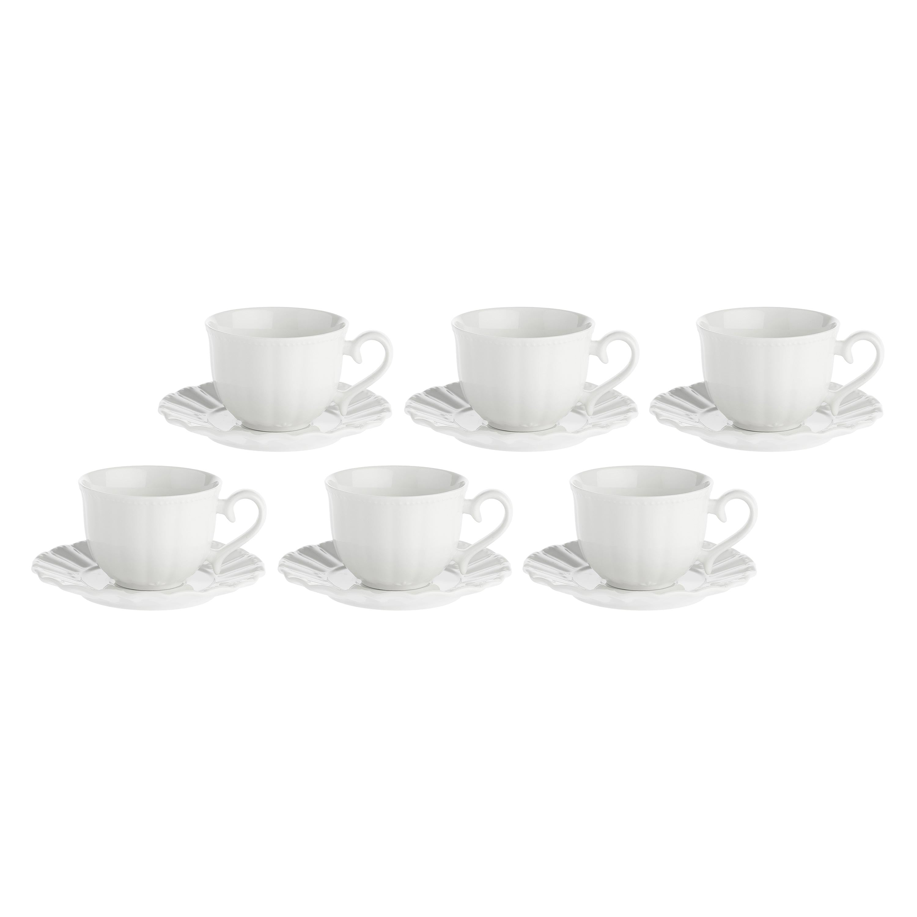 Set da 6, Tazza Te' con piattino, Ducale - Porcellana, 220 cc