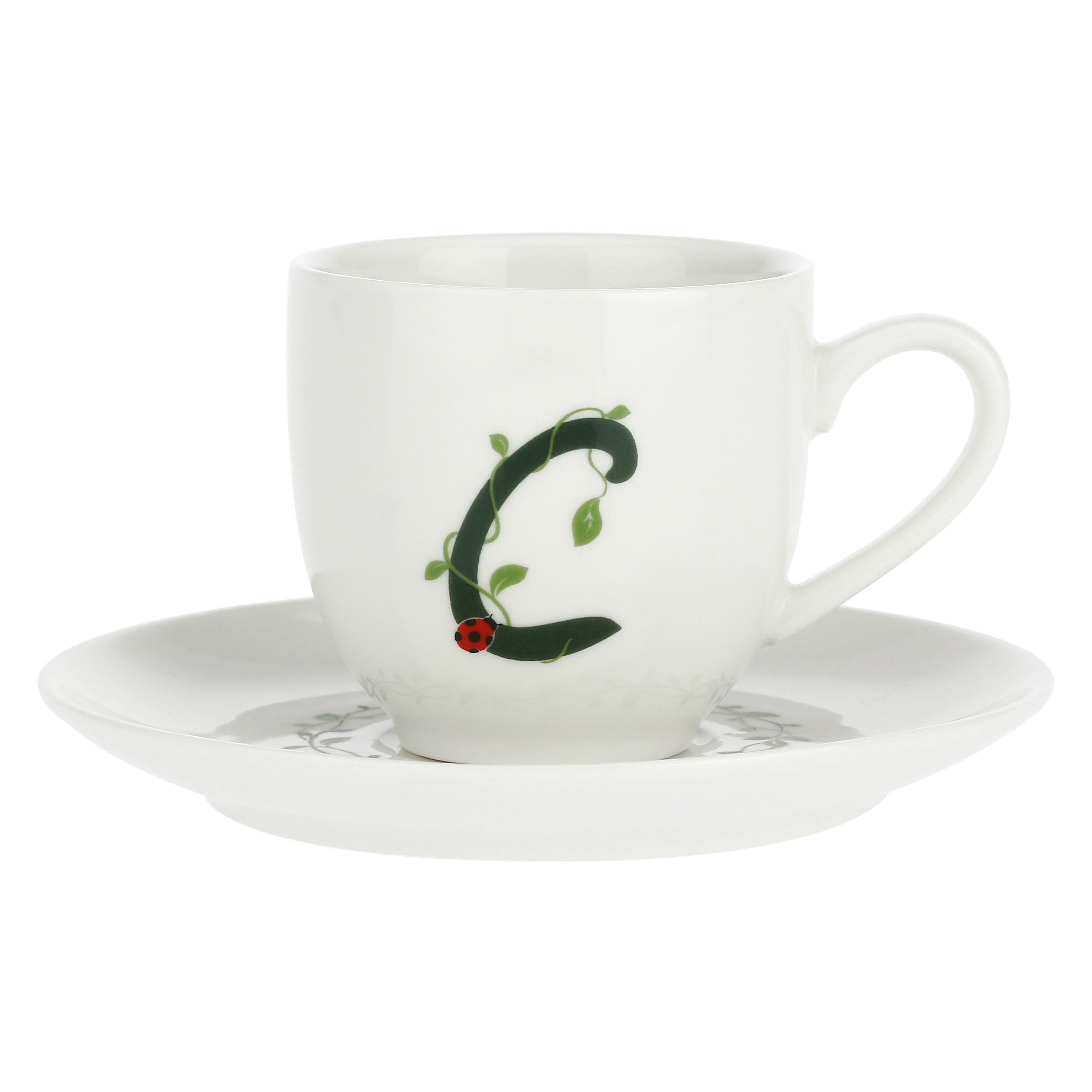 Tazza Caffe' con piattino 'C', Solotua - Porcellana, 90 cc