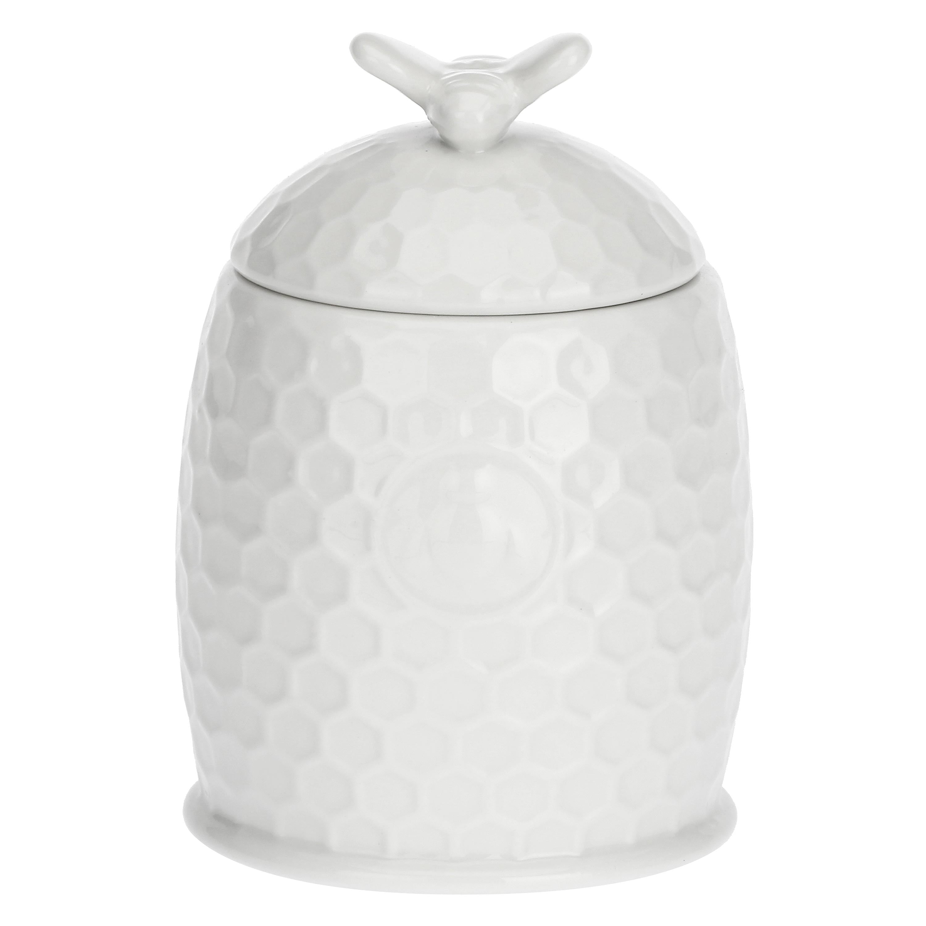 Vasetto Miele C/Servimiele Lb, Aperegina - Porcellana, 12x8 cm