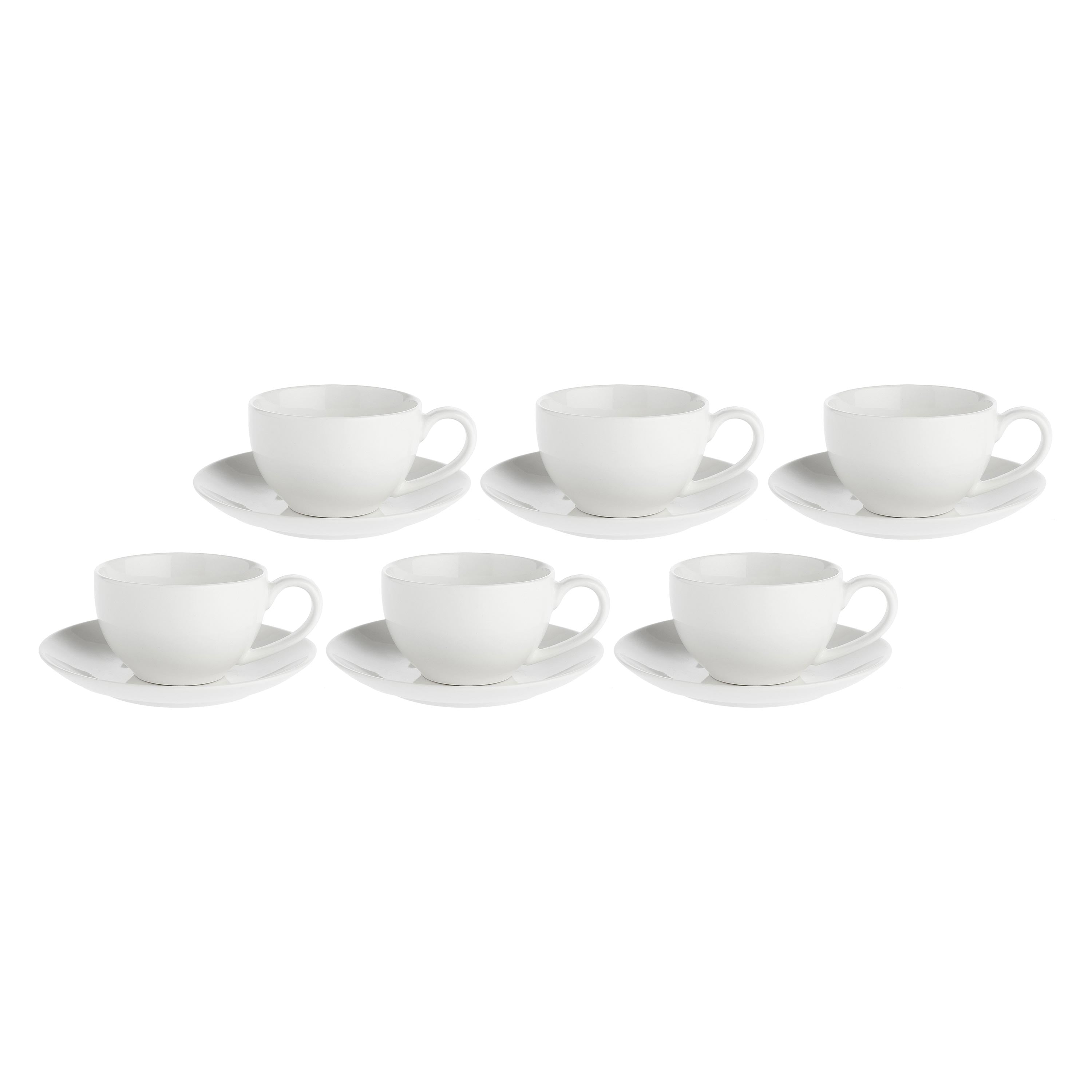 Set da 6, Tazza Caffe' con piattino, Essenziale - Bone China, 100 cc