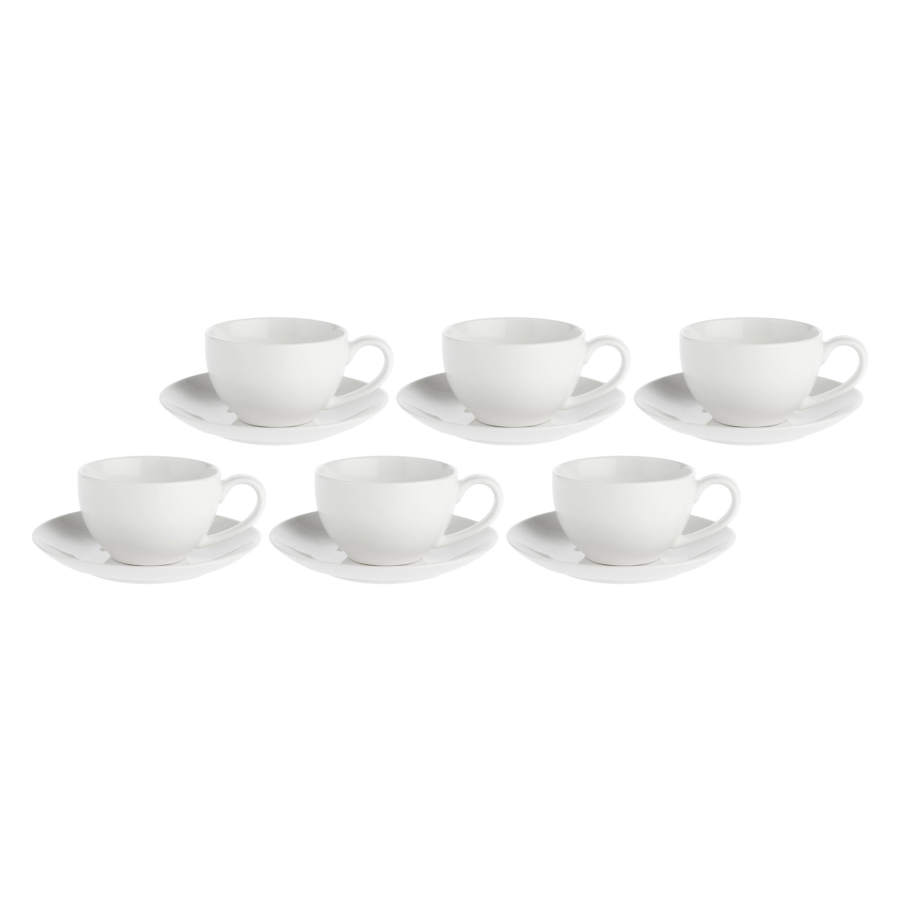 Set da 6, Tazza The con piattino, Essenziale - Bone China, 220 cc