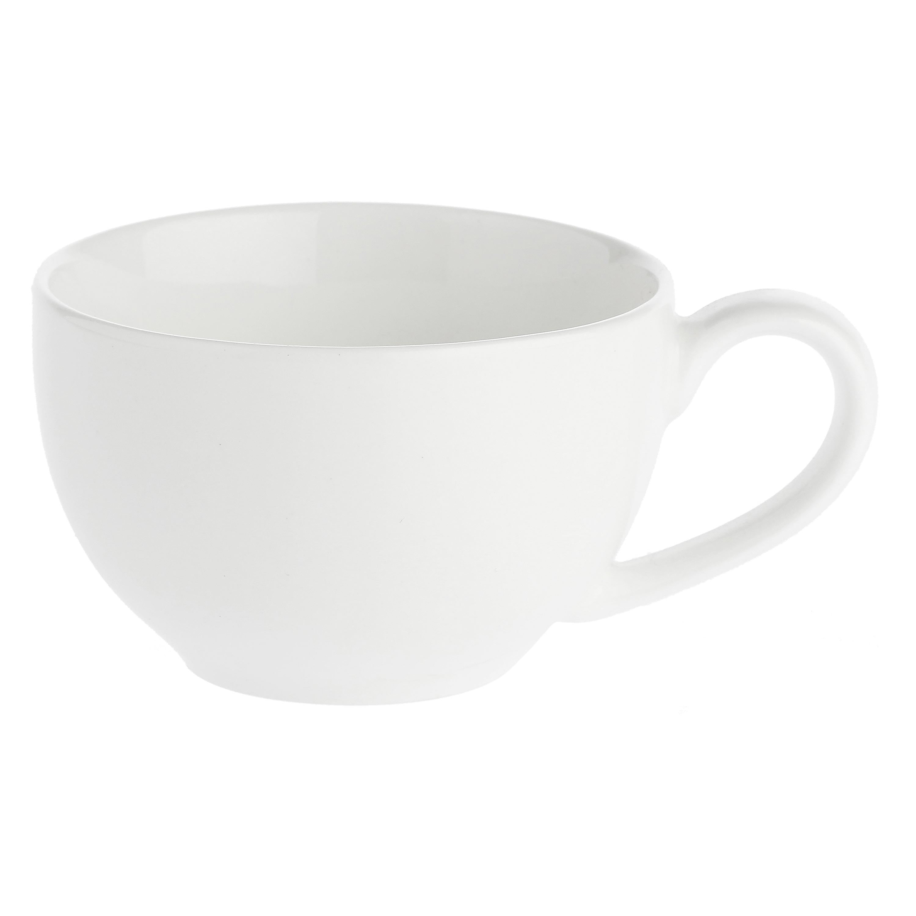 Set da 4, Tazza Colazione con piattino, Essenziale - Bone China, 350 cc