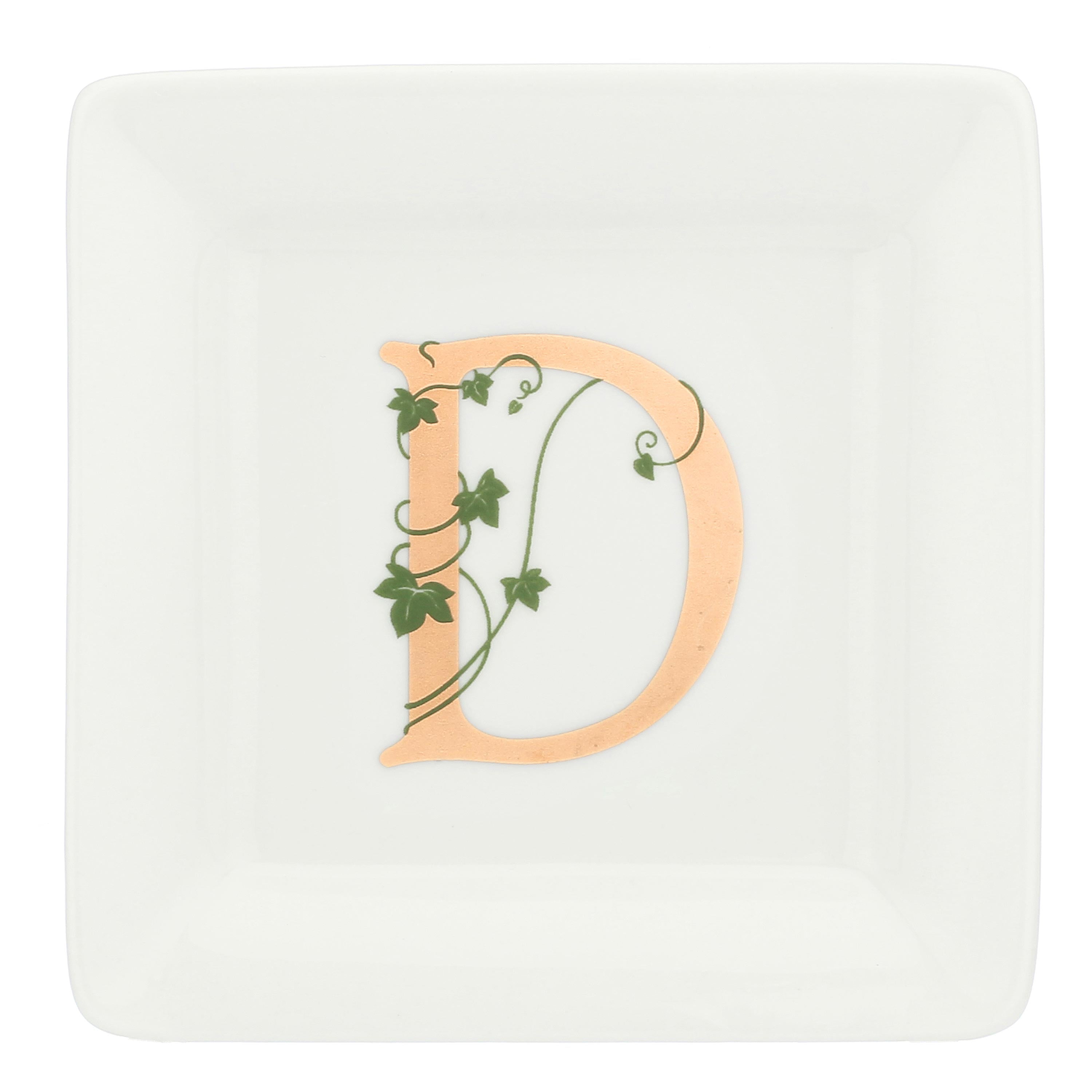 Piattino Quadrato 'D', Adorato - Porcellana,  10x10 cm