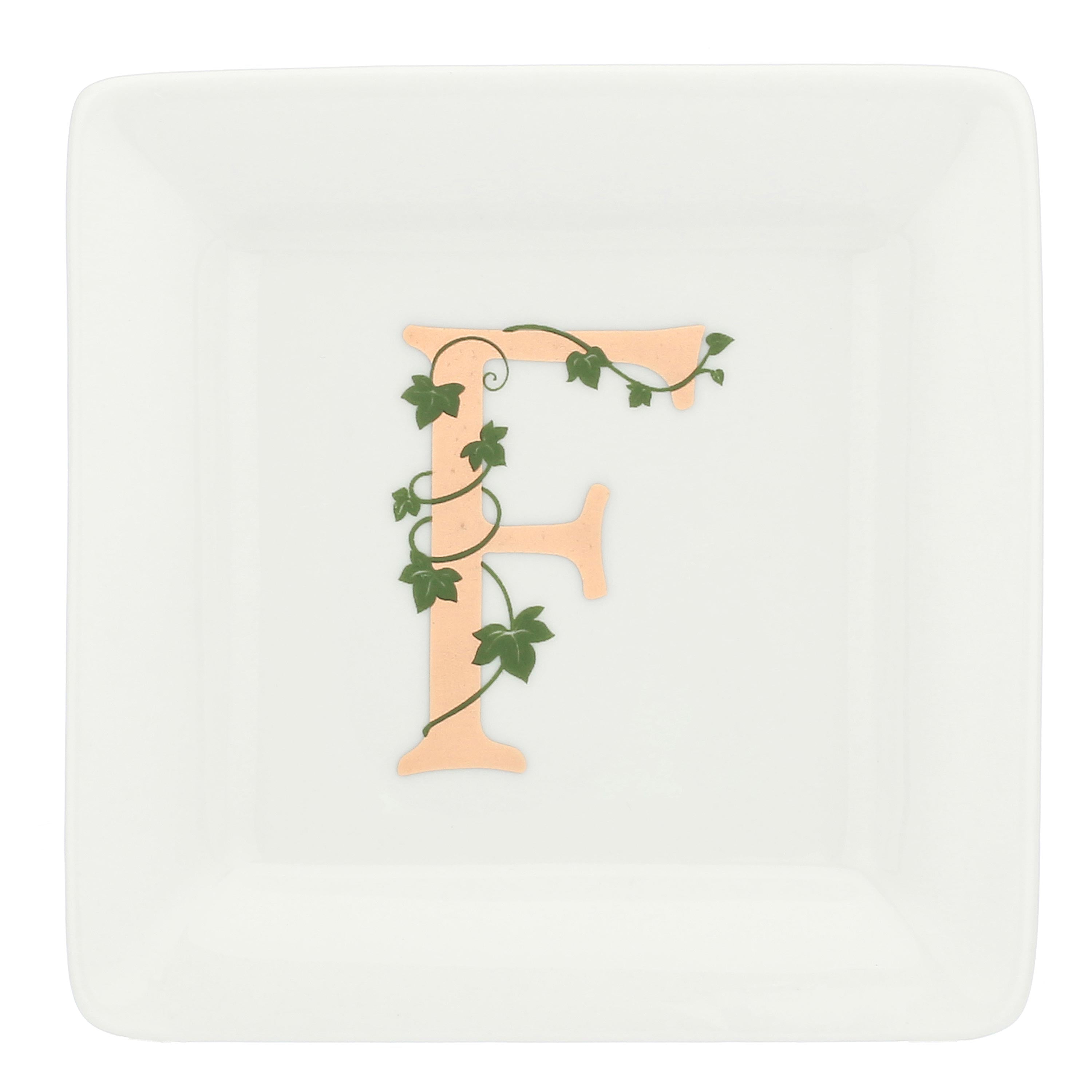 Piattino Quadrato 'F', Adorato - Porcellana,  10x10 cm