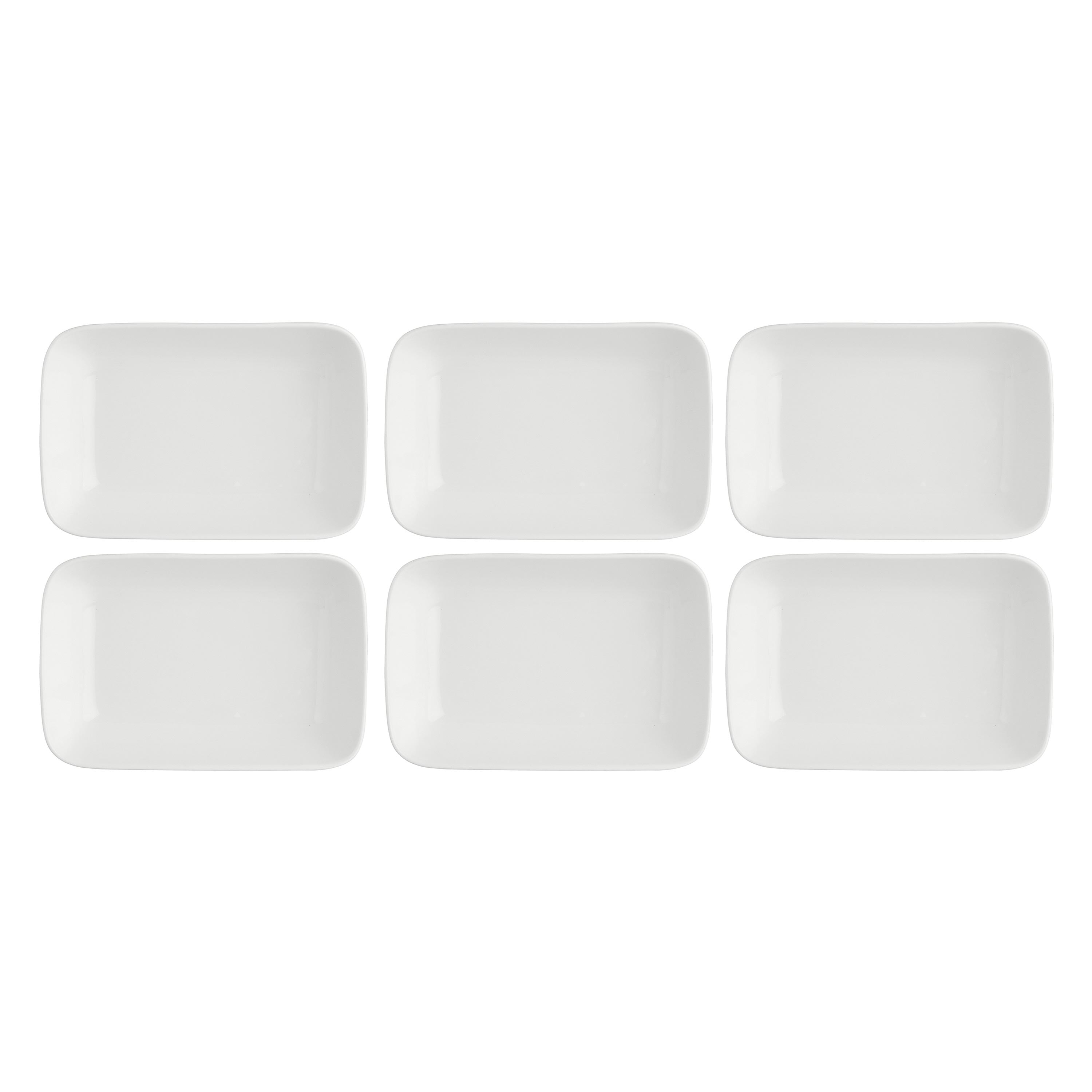 Set da 6, New Age Piatto Rettangolare Fondo, Essenziale - Bone China, 11x7,7x3,5 cm