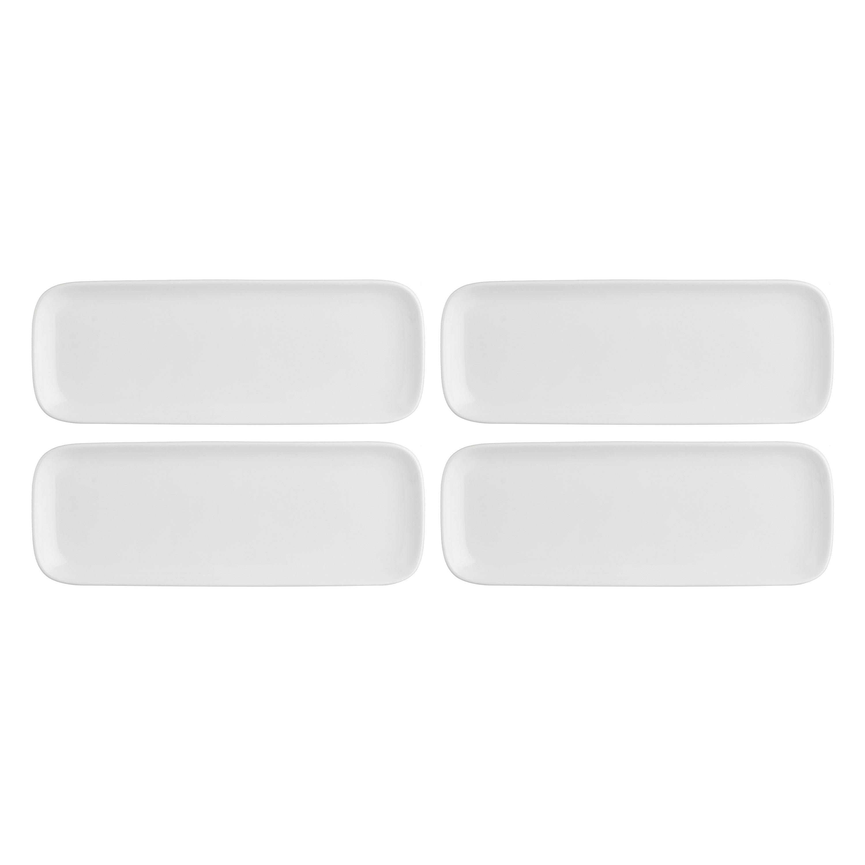 Set da 4, New Age Piatto Rettangolare, Essenziale - Bone China, 30x11x2,1 cm