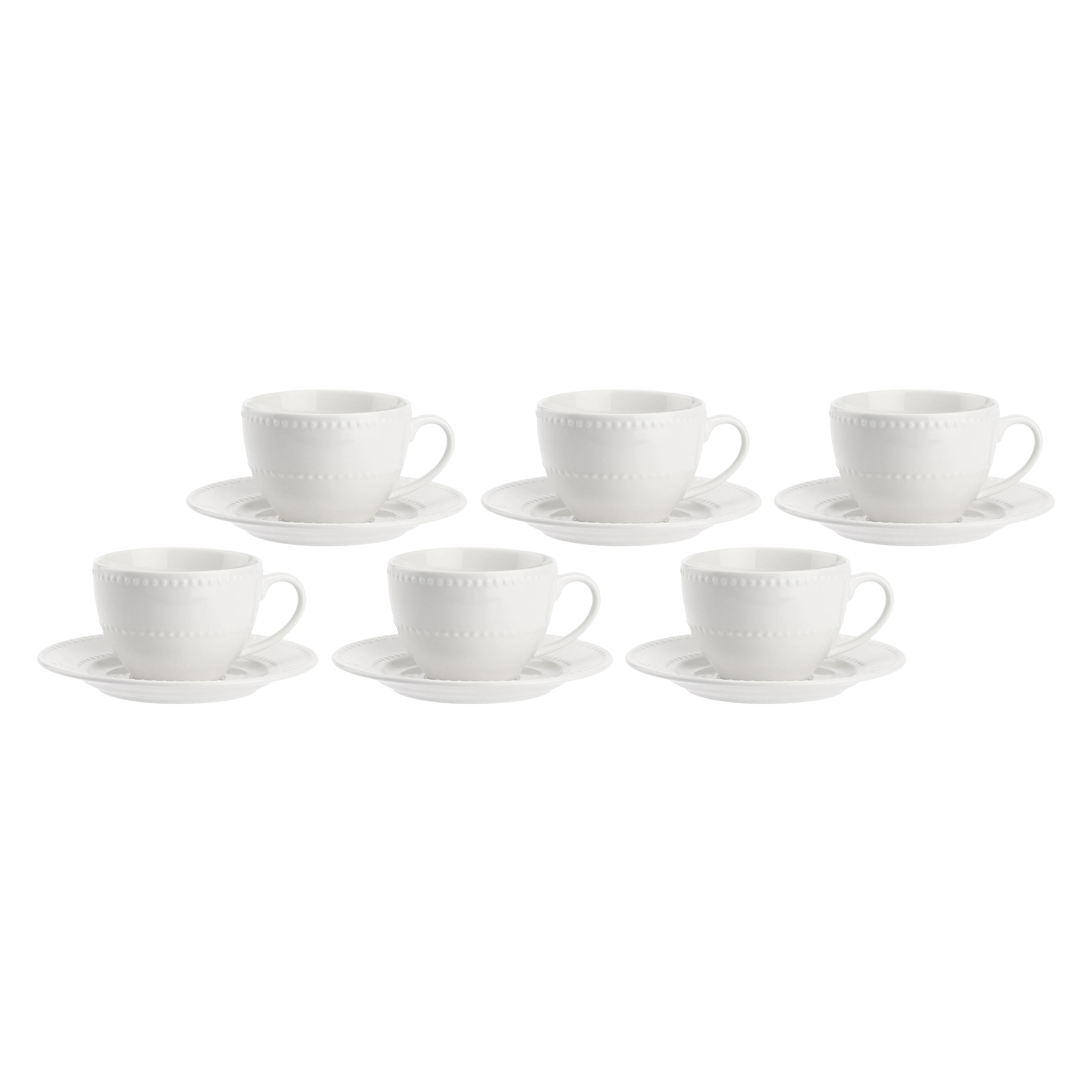 Set da 6, Tazza Te con piattino, Collina - New Bone China, 350 cc