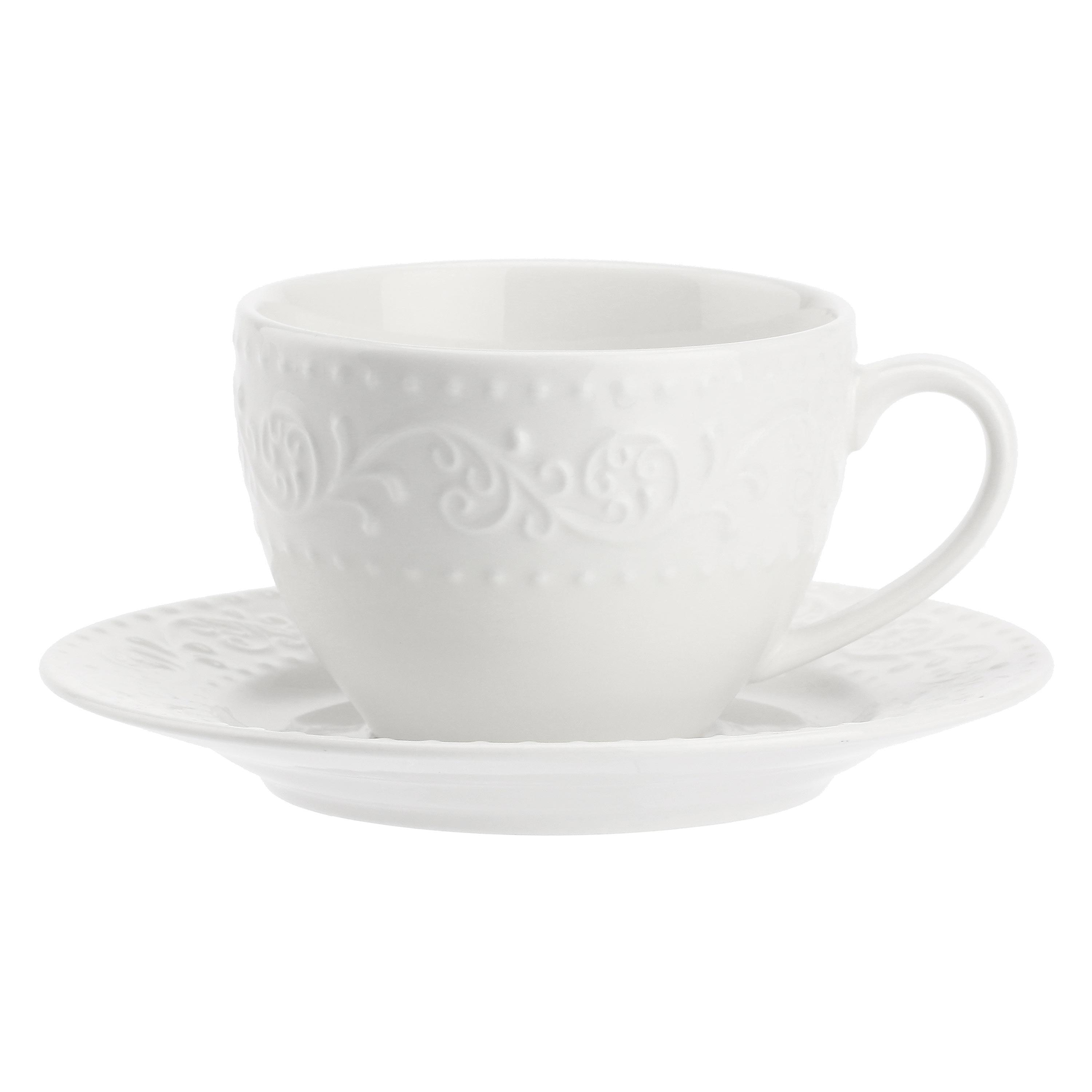Set da 6, Tazza Te con piattino, Sognante - New Bone China, 350 cc