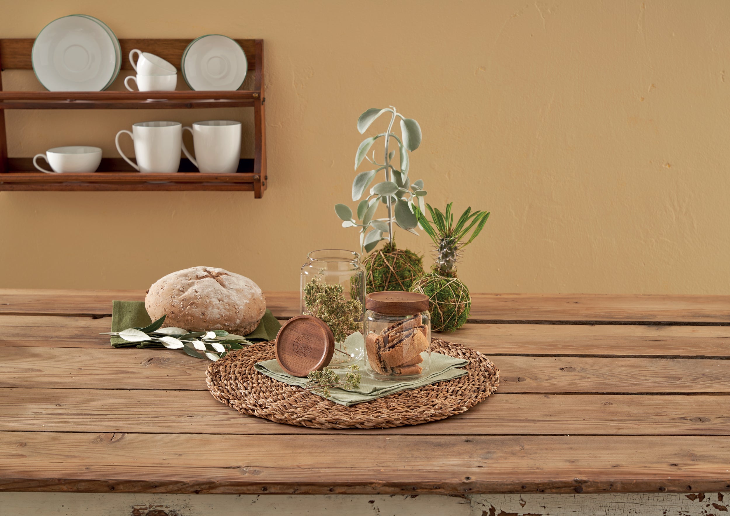 Barattolo, Libeccio - vetro borosilicato, acacia con guarnizione in silicone, 700 ml