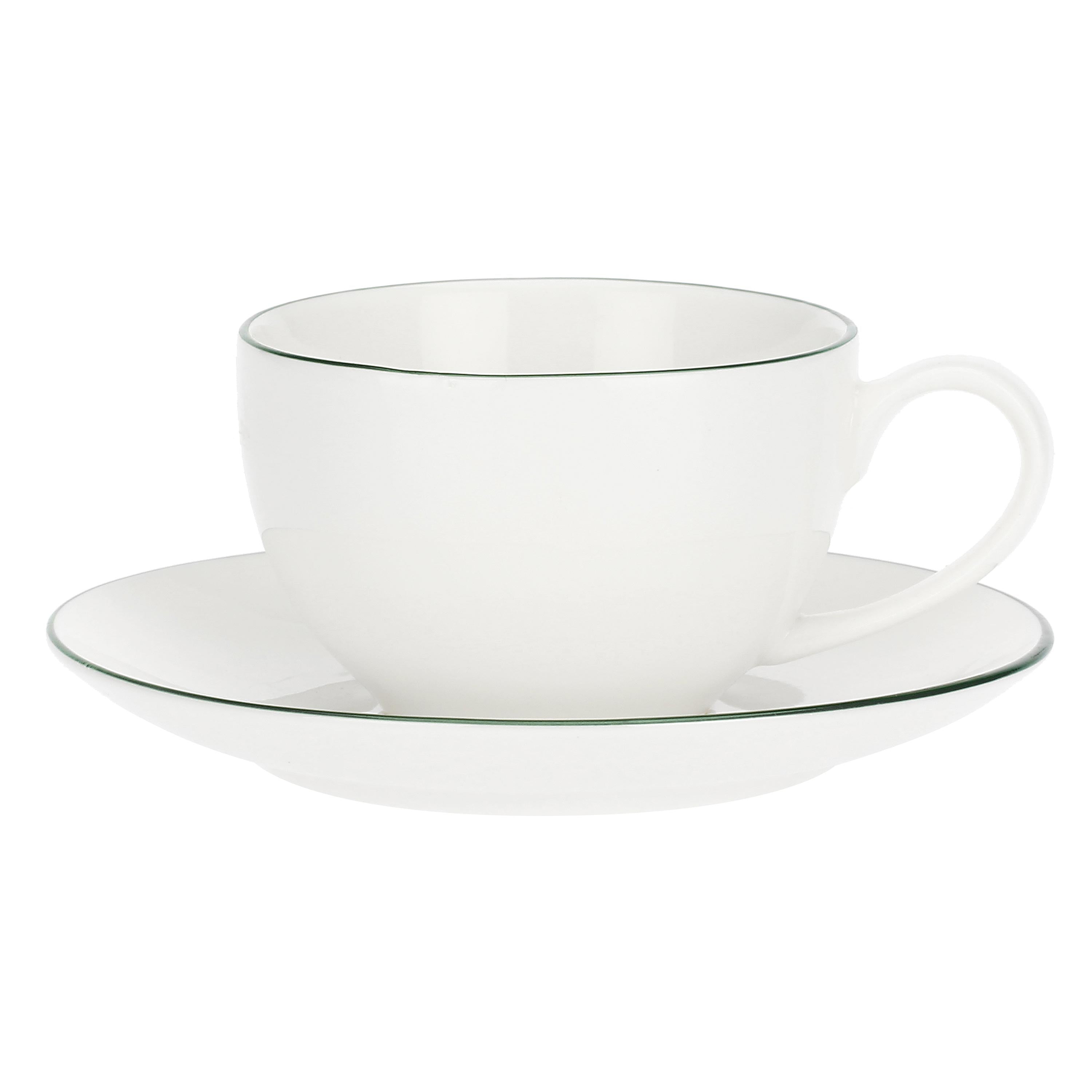 Set da 6, Tazza Caffe Con Piatto, Dintorno - Porcellana, 100cc