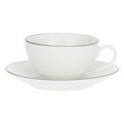 Set da 6, Tazza Te Con Piatto, Dintorno - Porcellana, 220cc