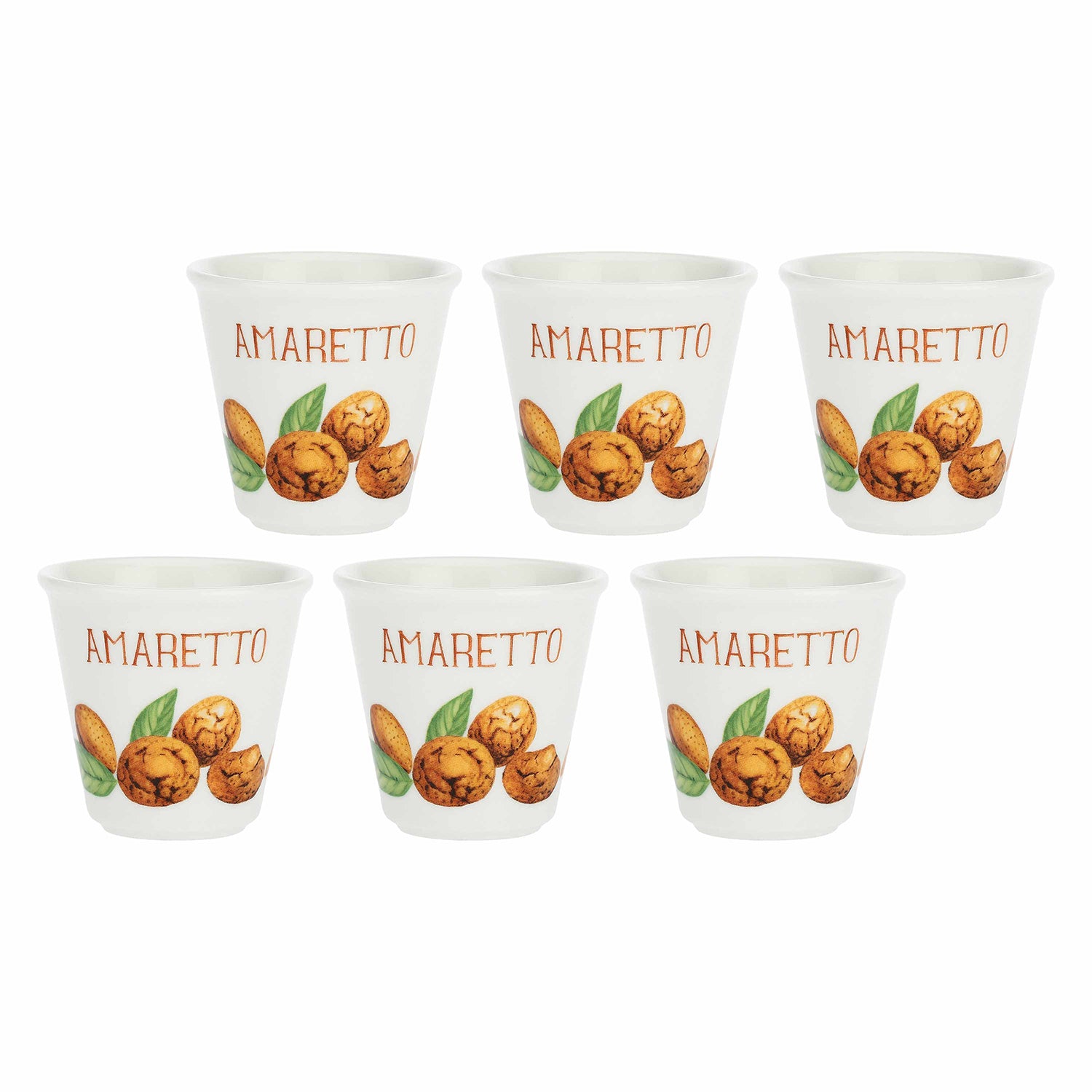 Set da 6, Bicchierino Amaretto, Liquorelli - Porcellana