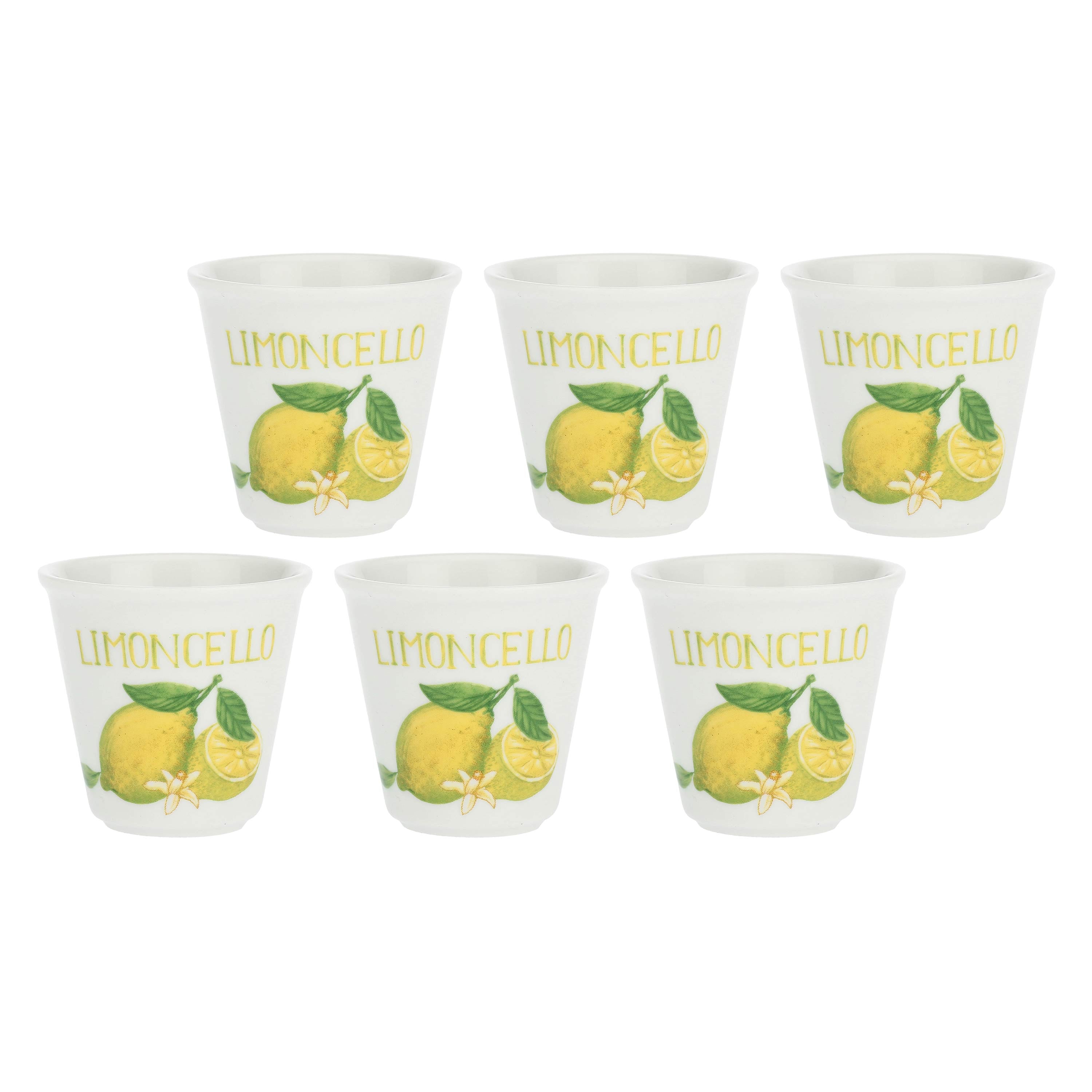 Set da 6, Bicchierino Limoncello, Liquorelli - Porcellana, 75 cc