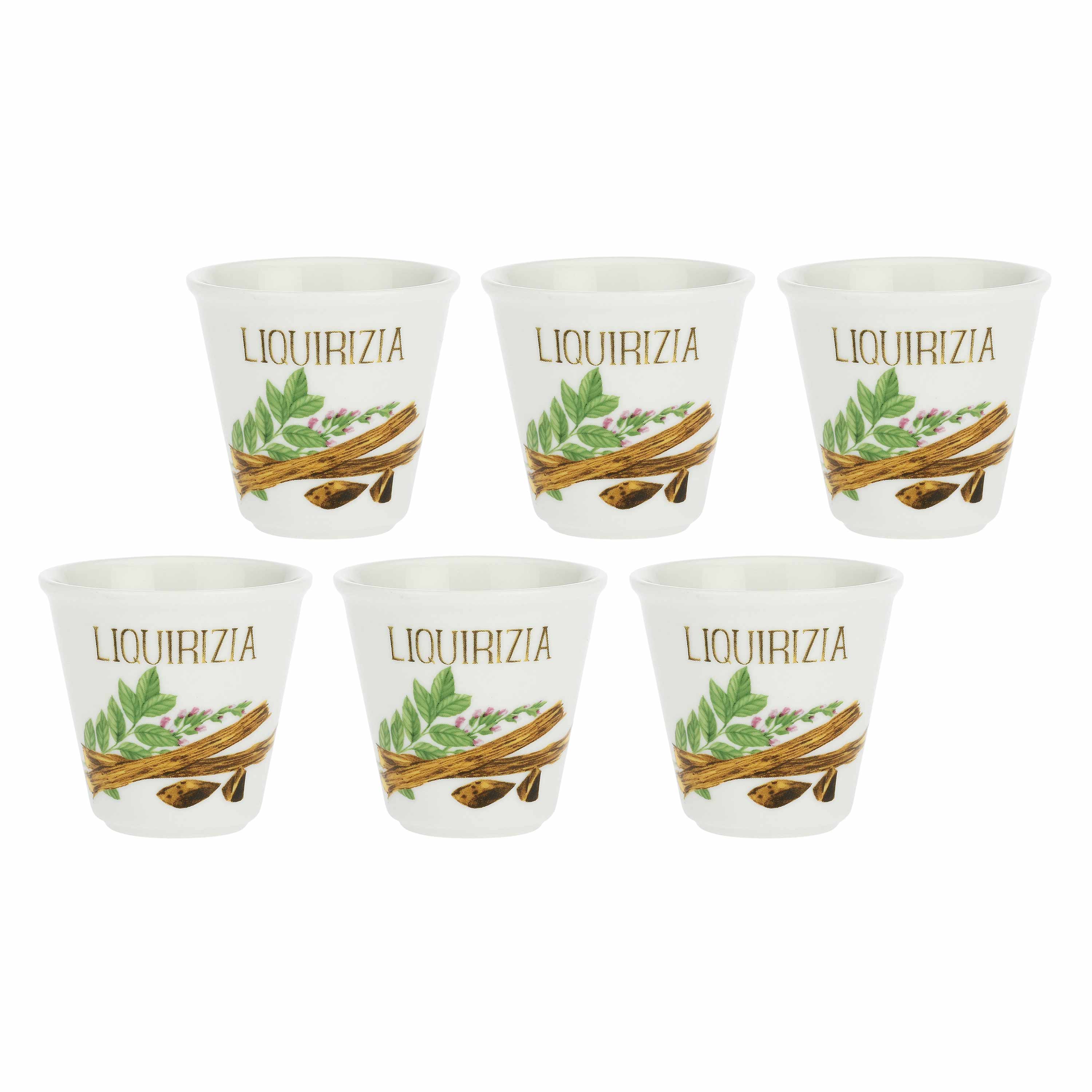 Set da 6, Bicchierino Liquirizia, Liquorelli - Porcellana, 75 cc