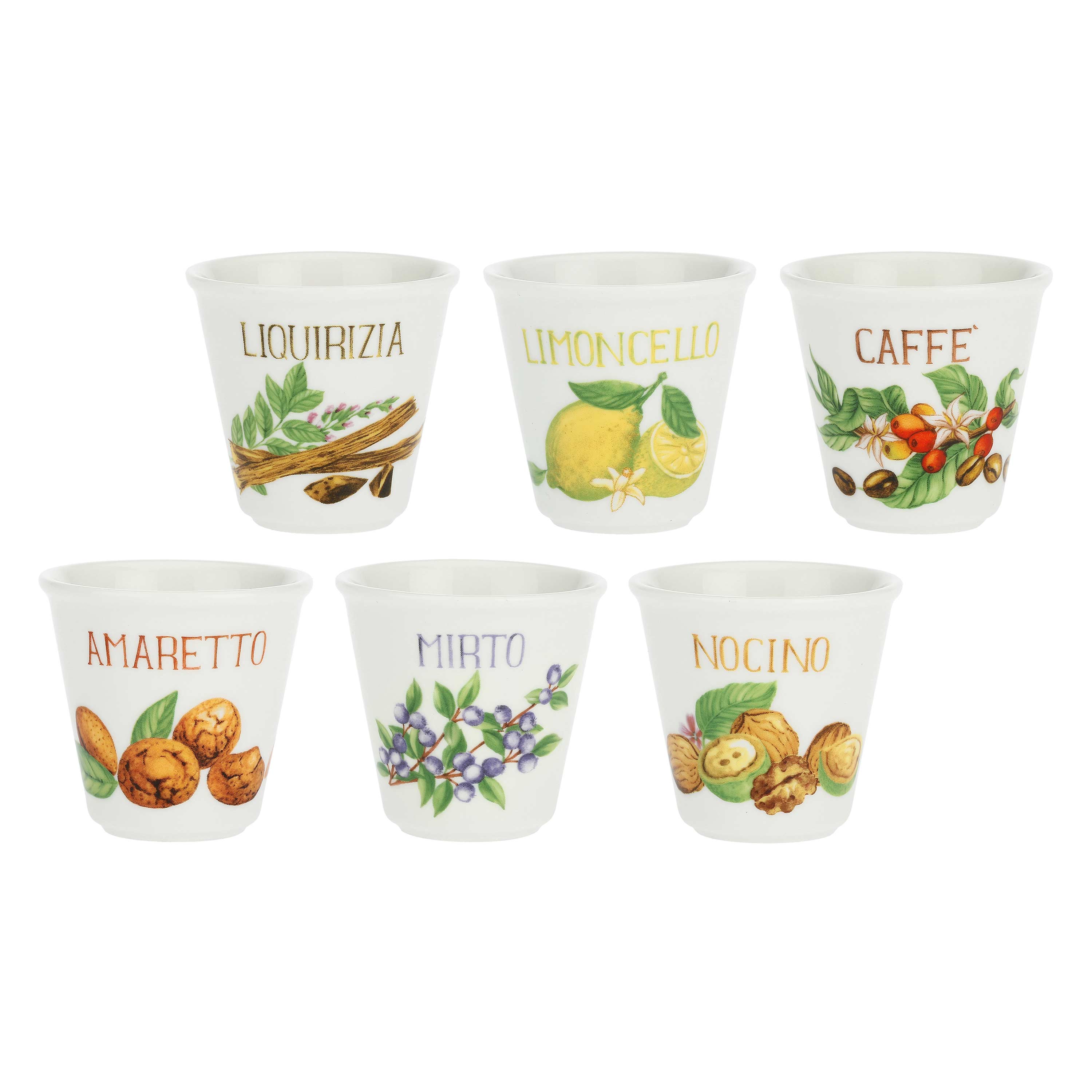 Set 6 Bicchierini Mix, Liquorelli - Porcellana, 75 cc