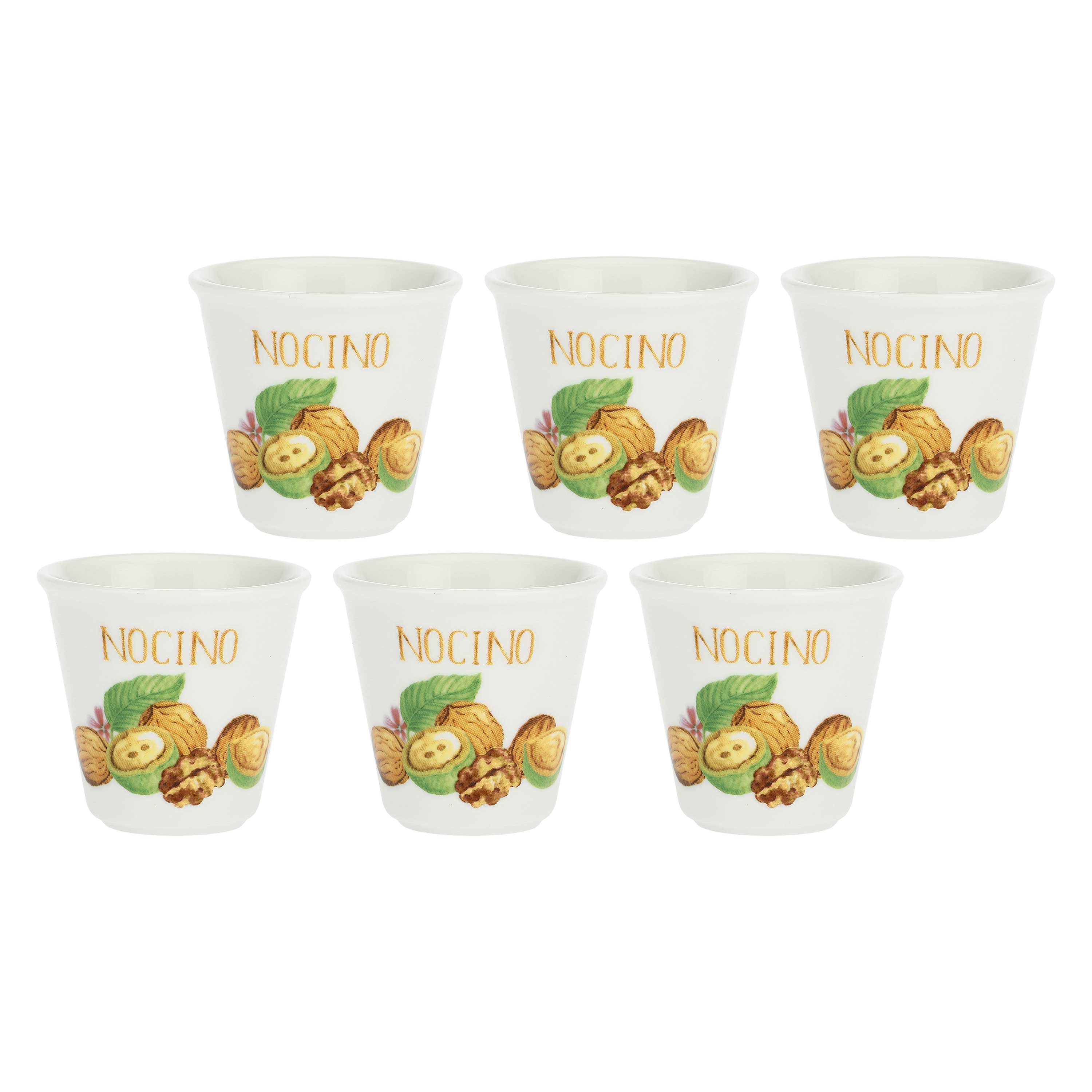 Set da 6, Bicchierino Nocino, Liquorelli - Porcellana, 75 cc