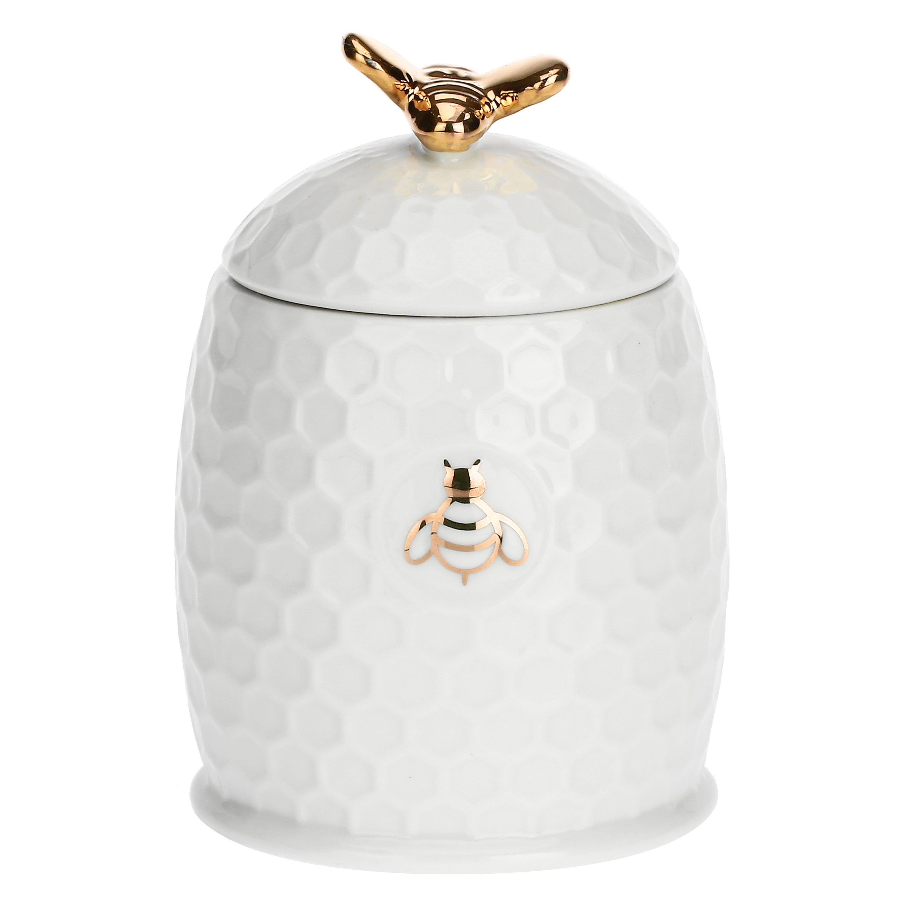 Oro Vasetto Miele C/Servimiele, Aperegina - Porcellana, 10x6,5 cm