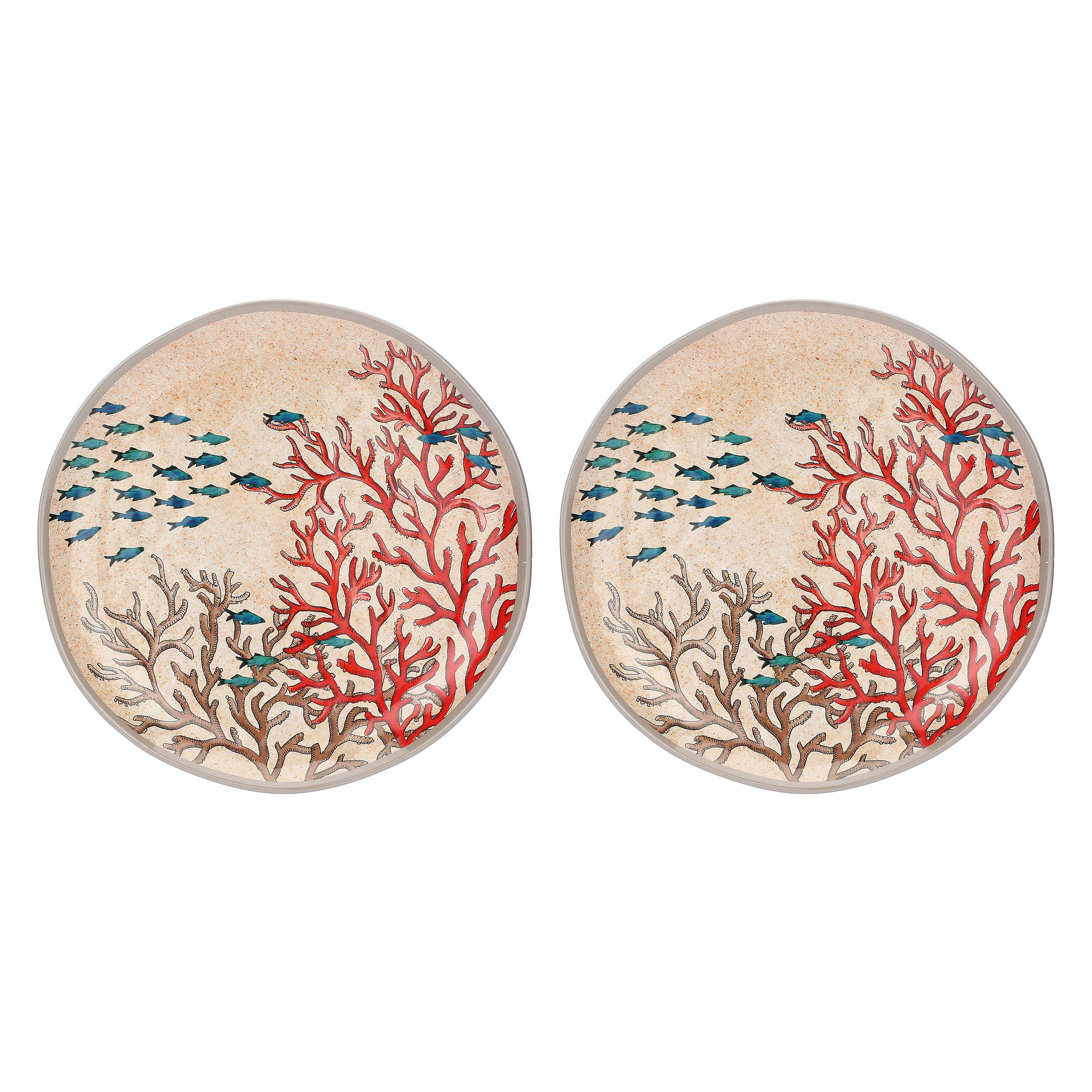 Set da 2, Piatto Piano, Sea Life - Melamina, Ø 27 cm
