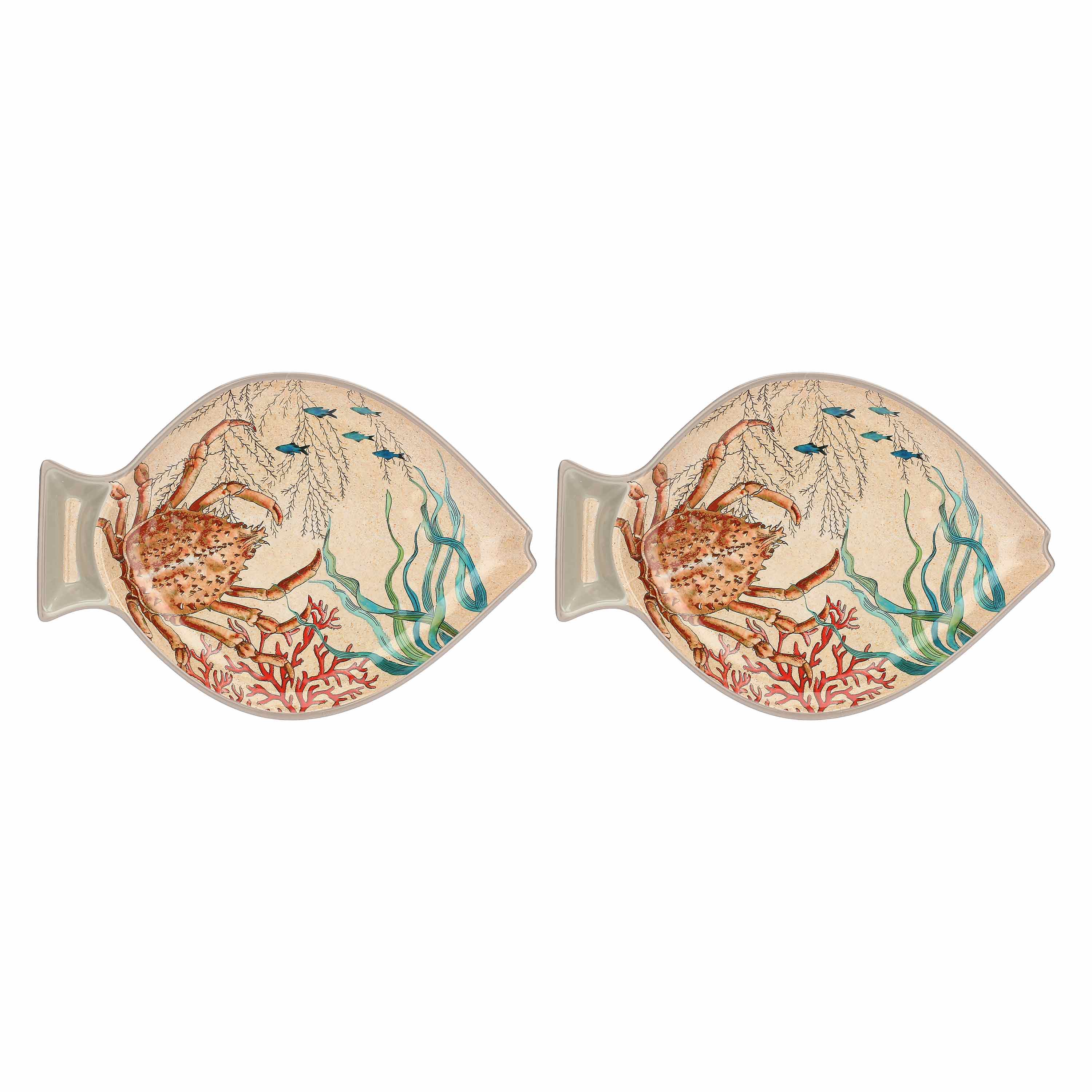 Set da 2, Piatto Pesce, Sea Life - Melamina, 33x23 cm