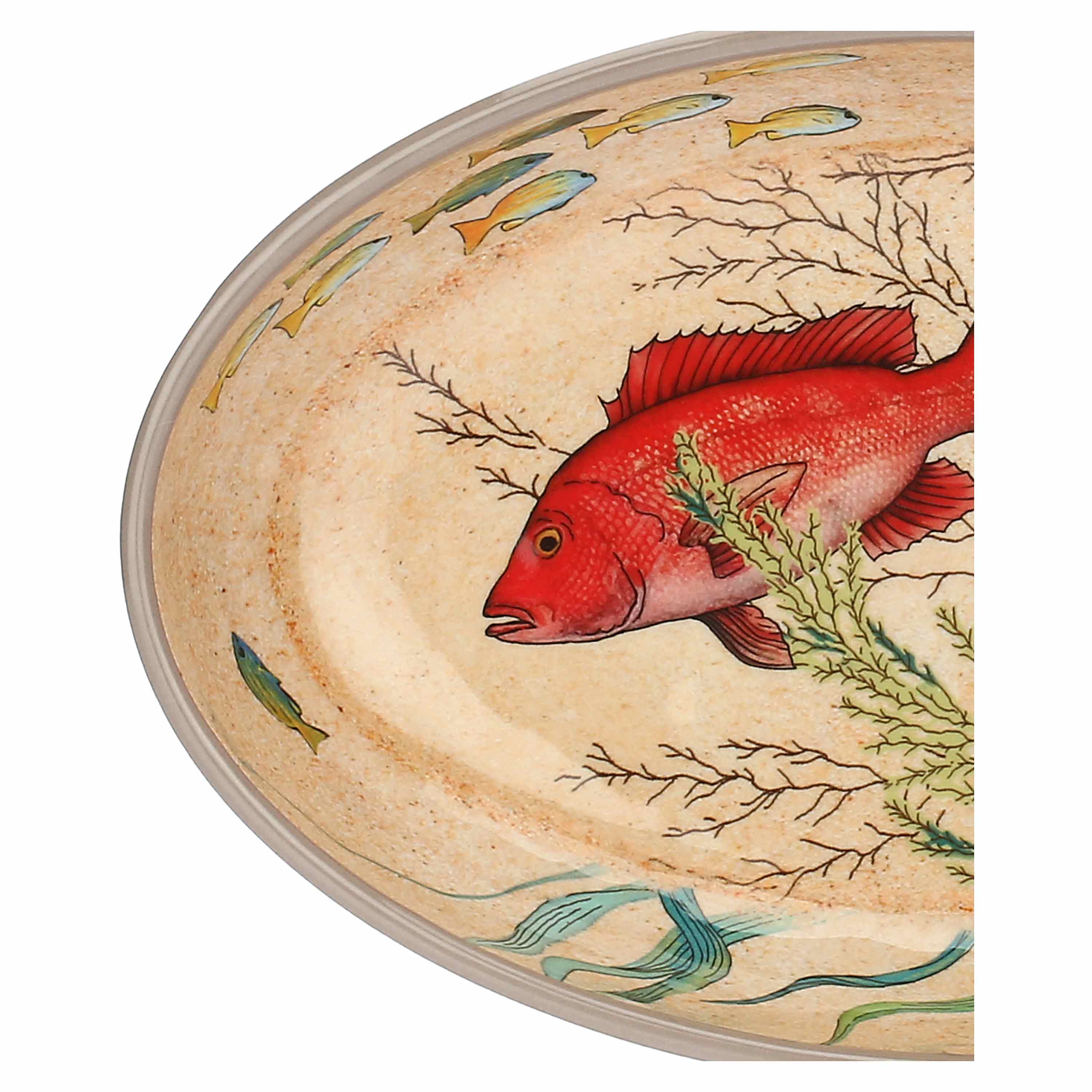 Set da 2, Piatto Fondo Ovale, Sea Life - Melamina, 24x15 cm