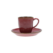 Set da 6, Rosso Malaga Tazza Caffè con piattino, Concerto - Stoneware