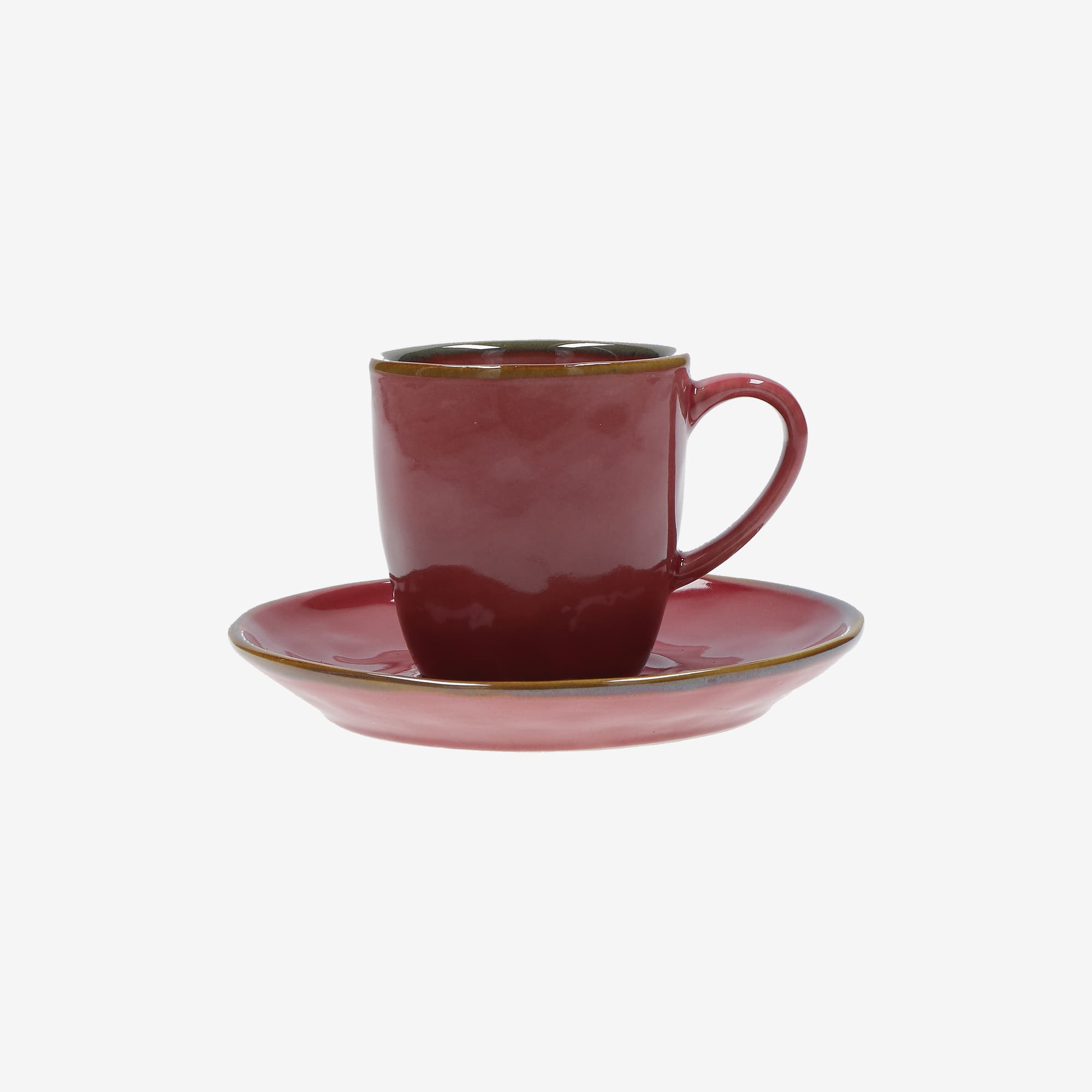 Set da 6, Rosso Malaga Tazza Caffè con piattino, Concerto - Stoneware