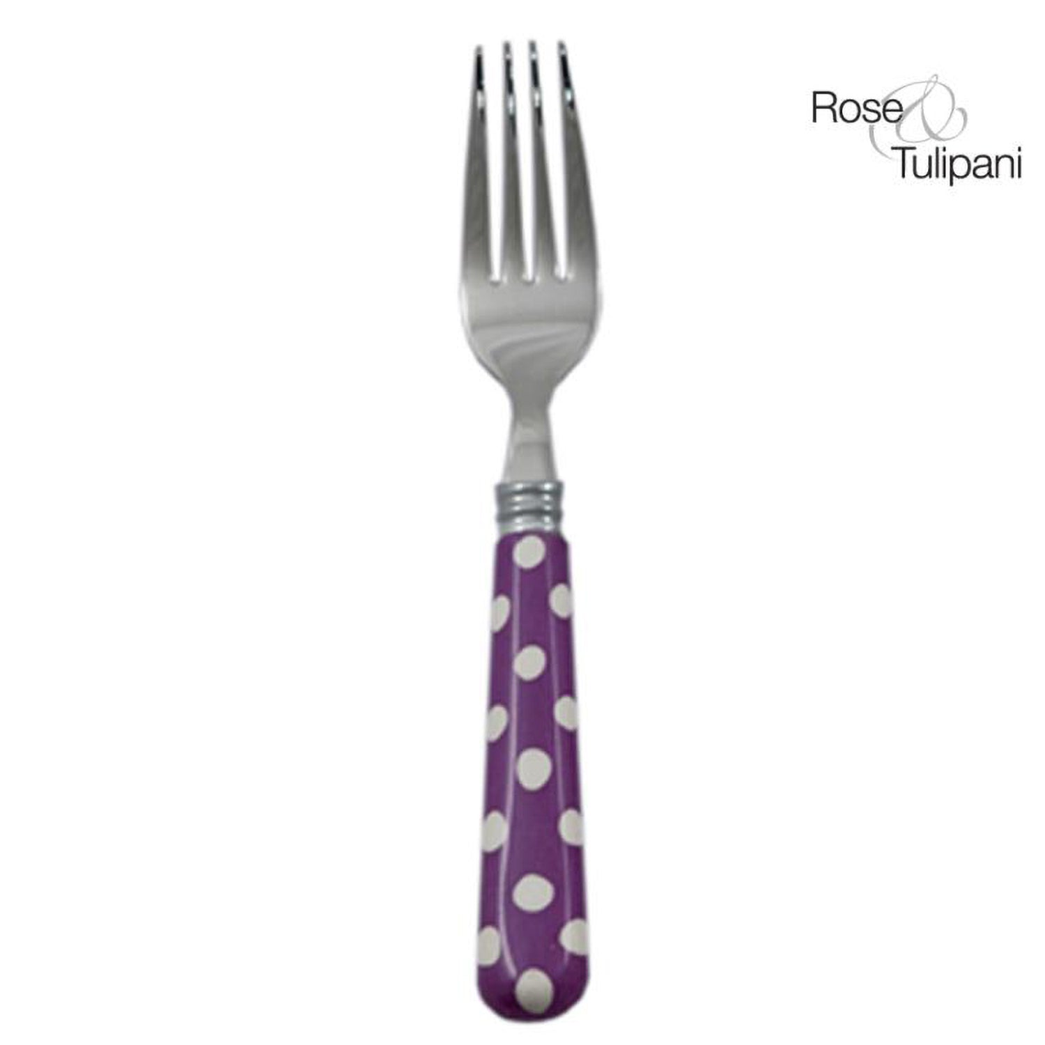 Set of 12, Table Fork, Violet Polka Dots