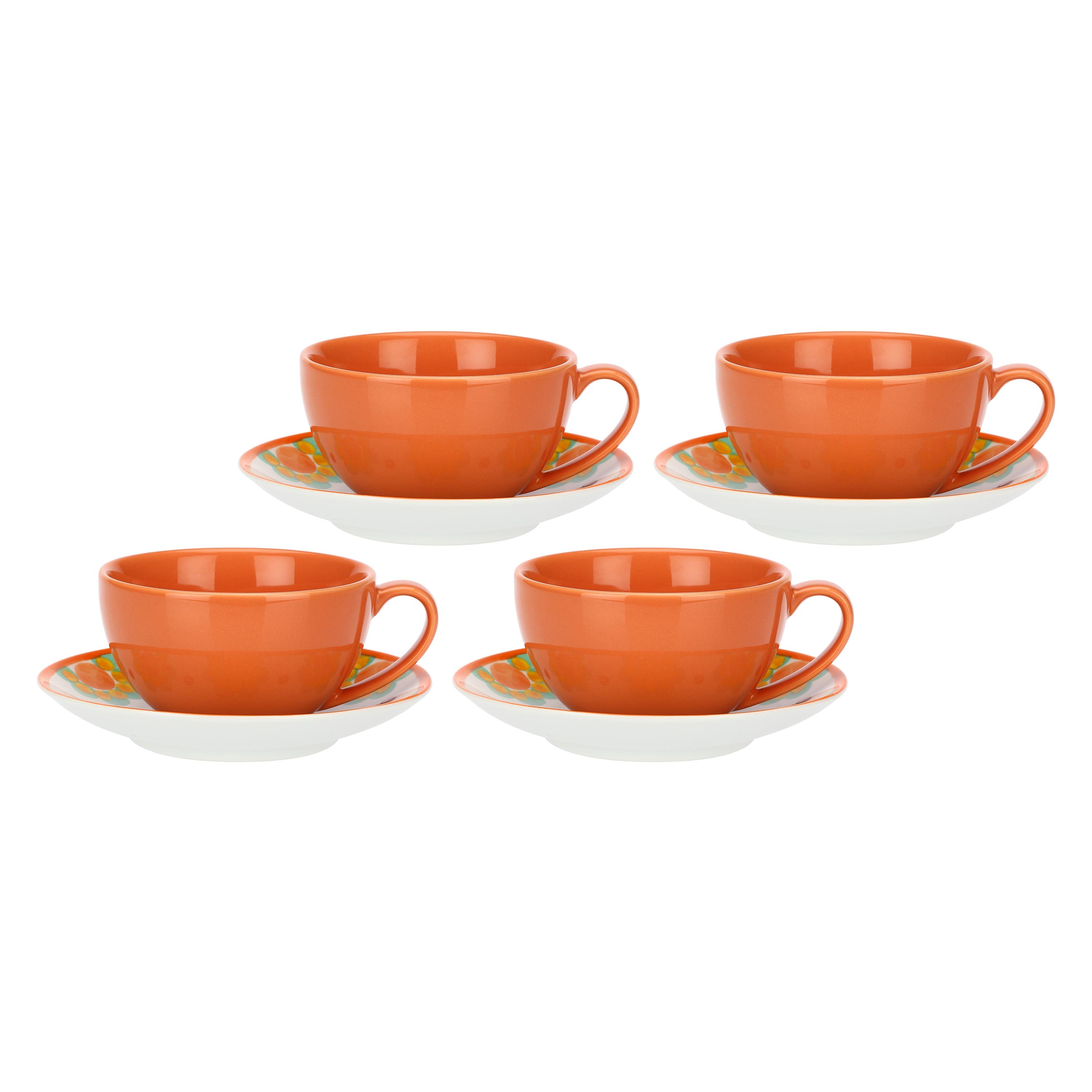Set da 4, Tazza Colazione con piattino, Flor De Agua