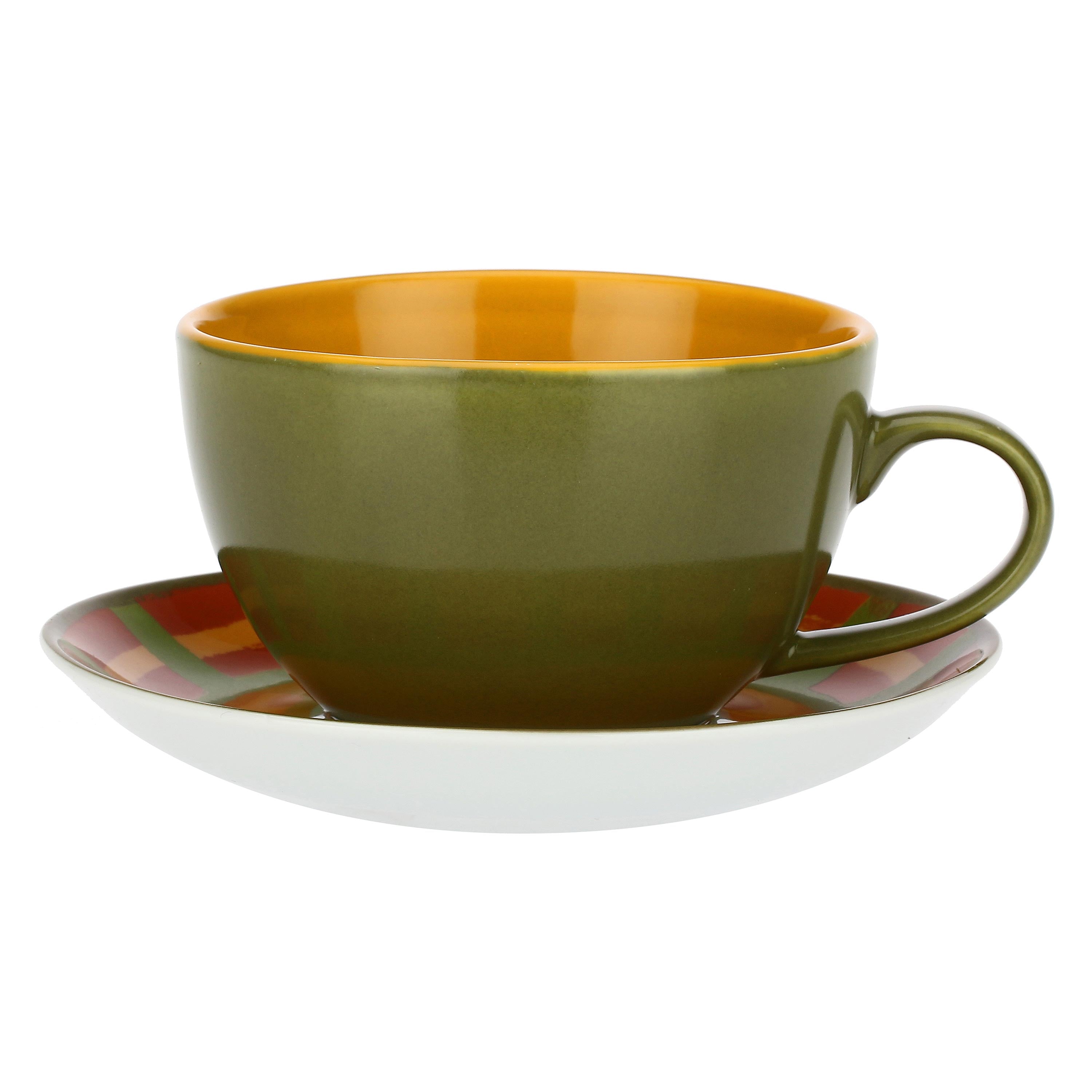 Set da 4, Tazza Colazione con piattino, Cottage - Porcellana, 270 cc