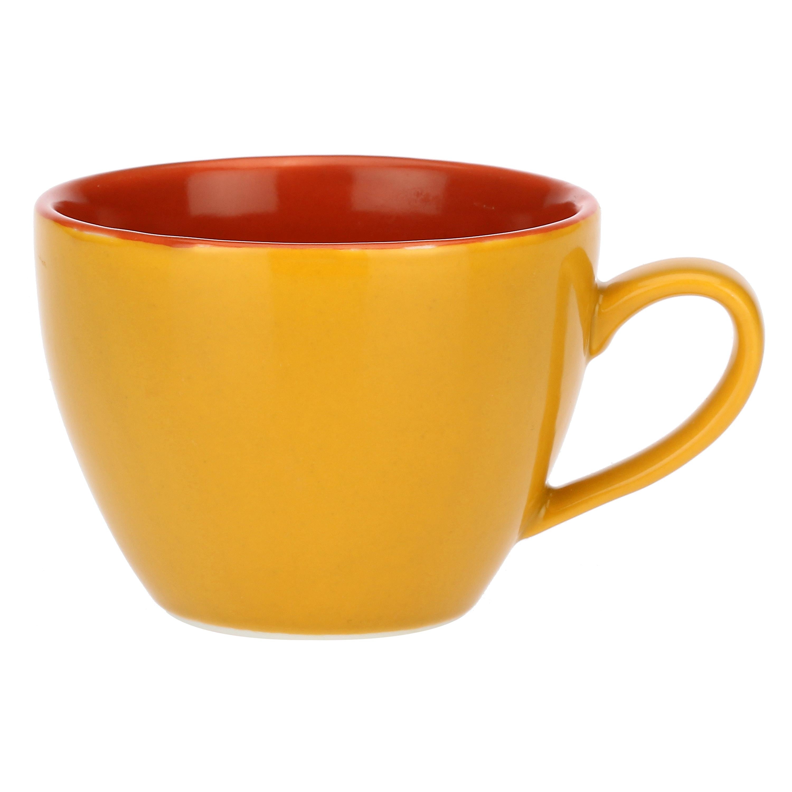 Set da 6, Tazza Tè con piattino Gialla, Cottage - Porcellana, 180 CC