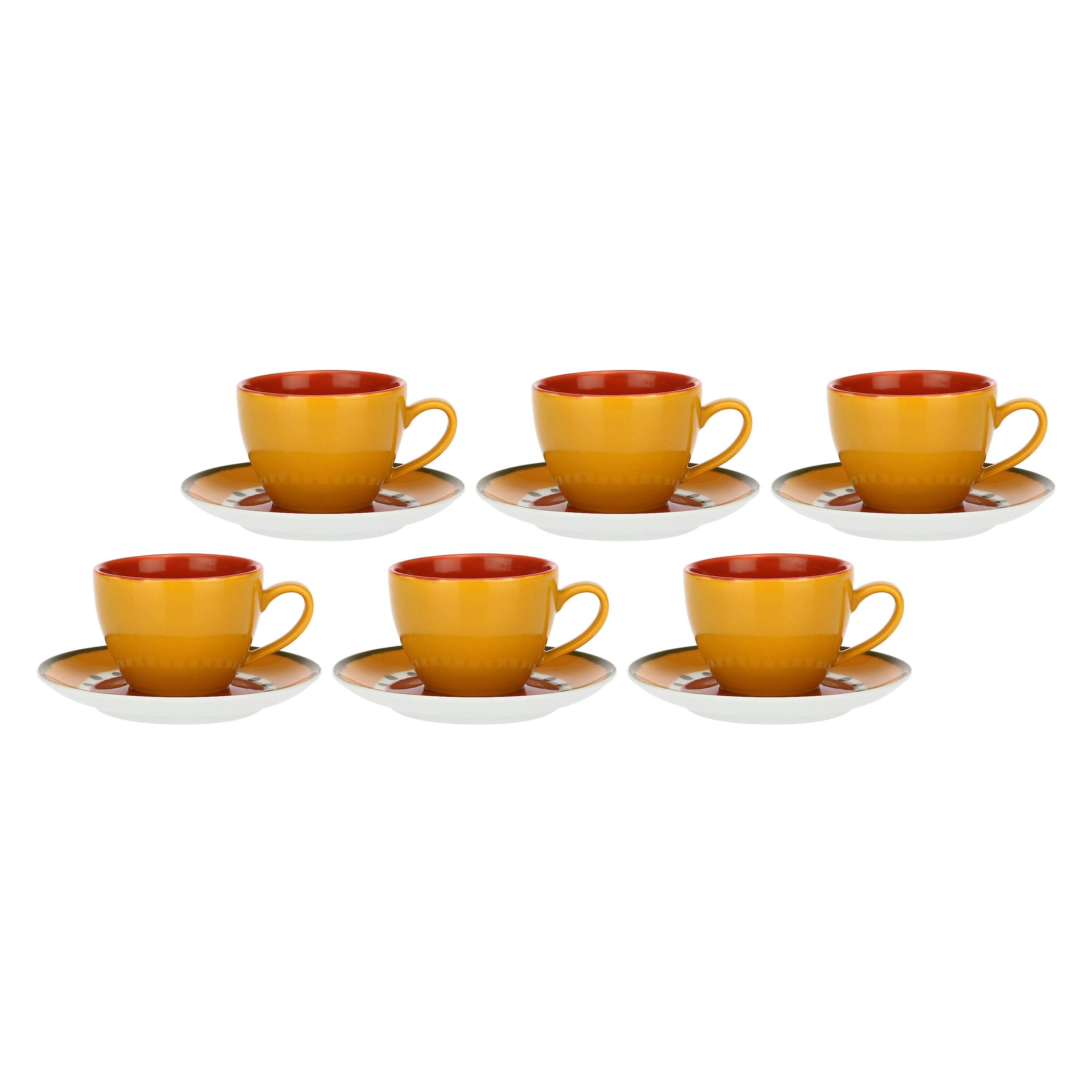 Set da 6, Tazza Tè con piattino Gialla, Cottage - Porcellana, 180 CC