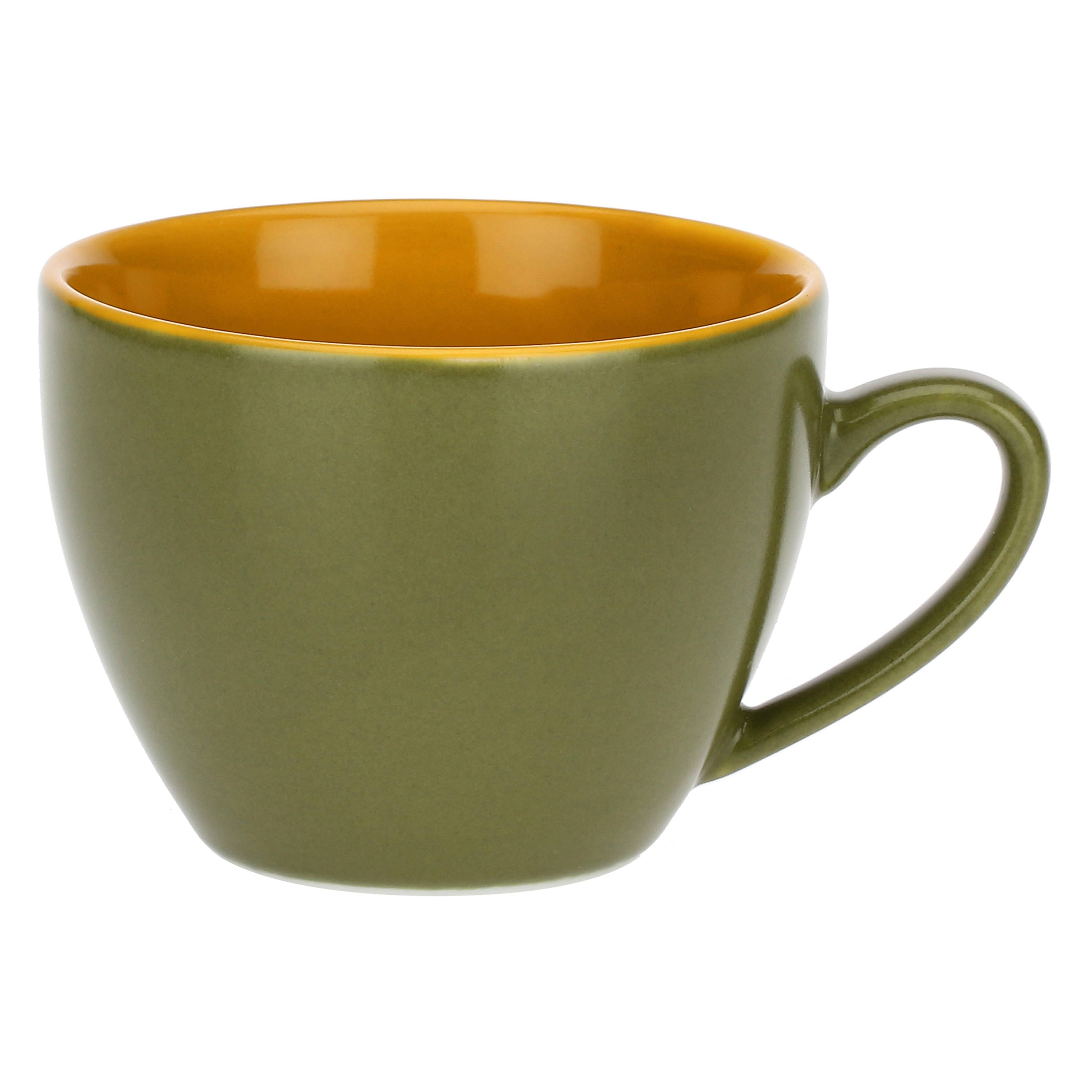 Set da 6, Tazza Tè con piattino Verde, Cottage - Porcellana, 180 CC