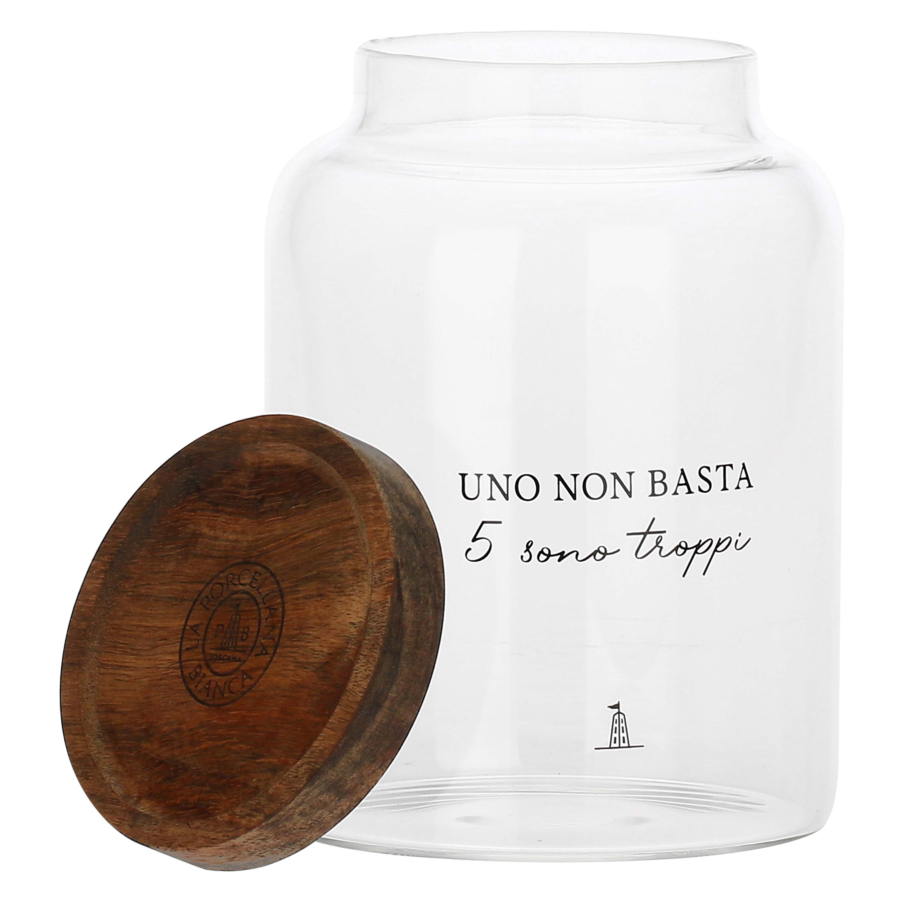 Barattolo Caffe', I Garbati - Barattolo: vetro borosilicato Tappo: acacia con guarnizione in silicone, 1,2 l
