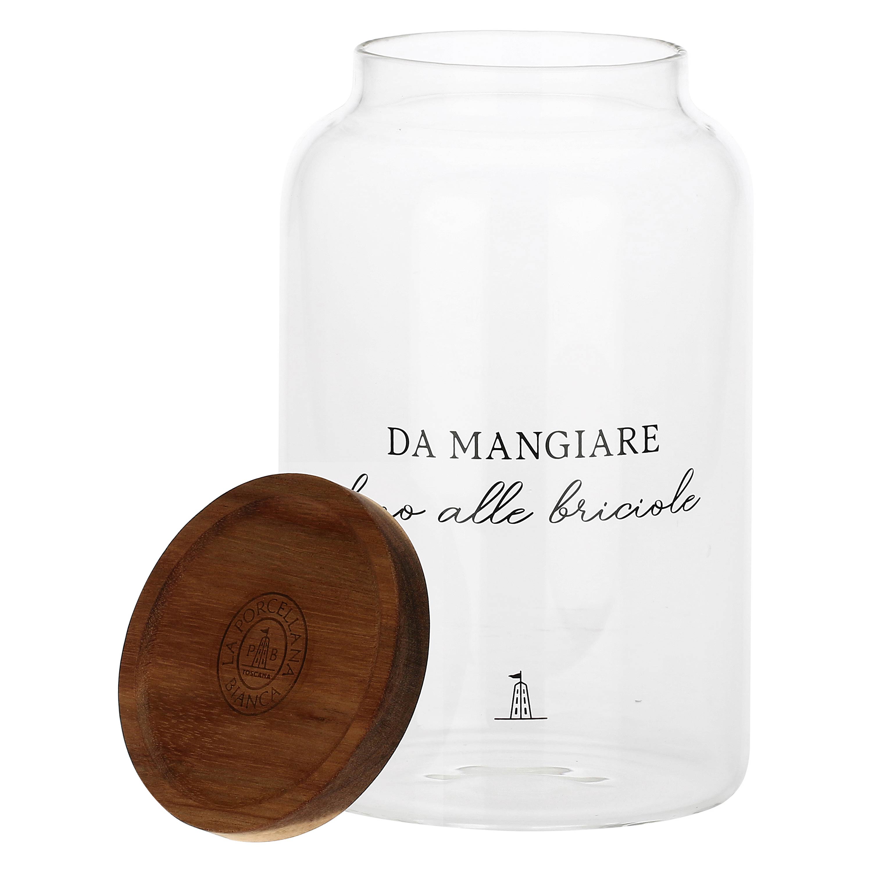 Barattolo Biscotti, I Garbati - Barattolo: vetro borosilicato Tappo: acacia con guarnizione in silicone, 3 l