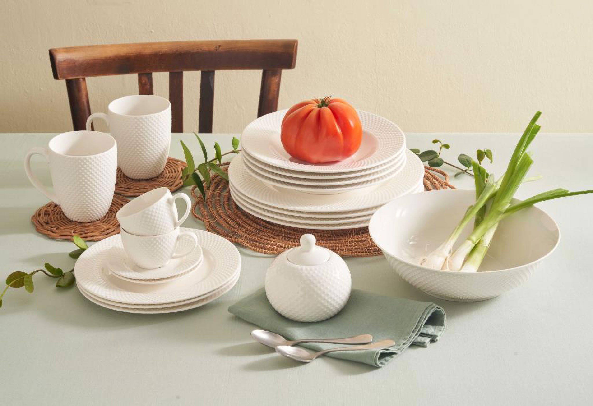 Set da 6, Piatto Fondo, Richiamo - Porcellana, 22,5 cm