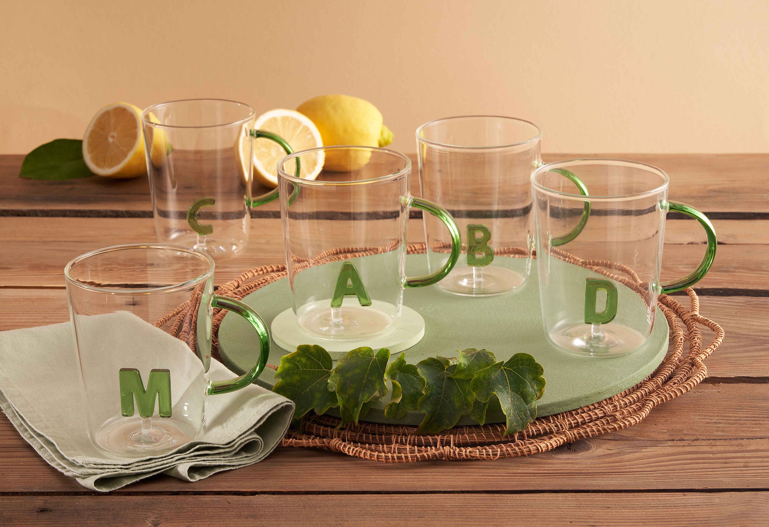 Set da 3, Tazza Borosilicato A, Allalettera - Vetro borosilicato, 440 cc