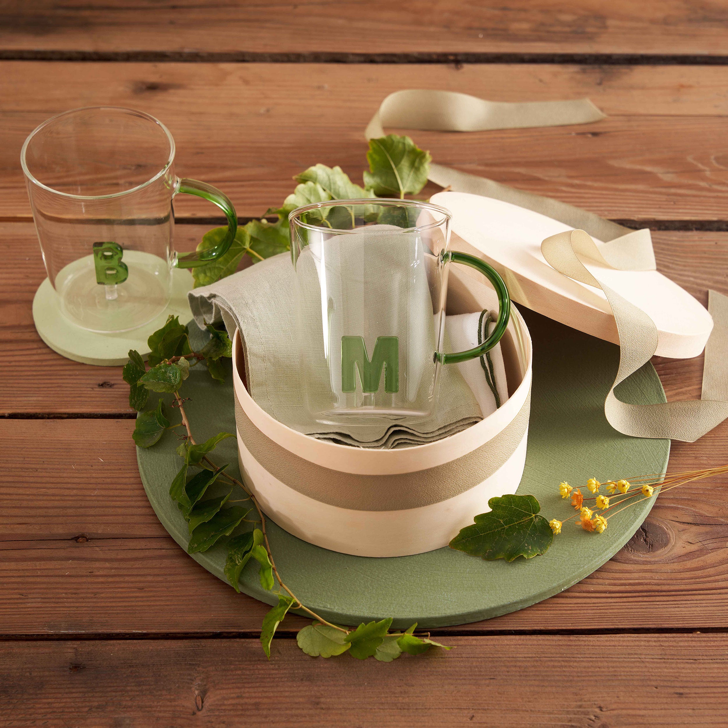 Set da 3, Tazza Borosilicato M, Allalettera - Vetro borosilicato, 440 cc