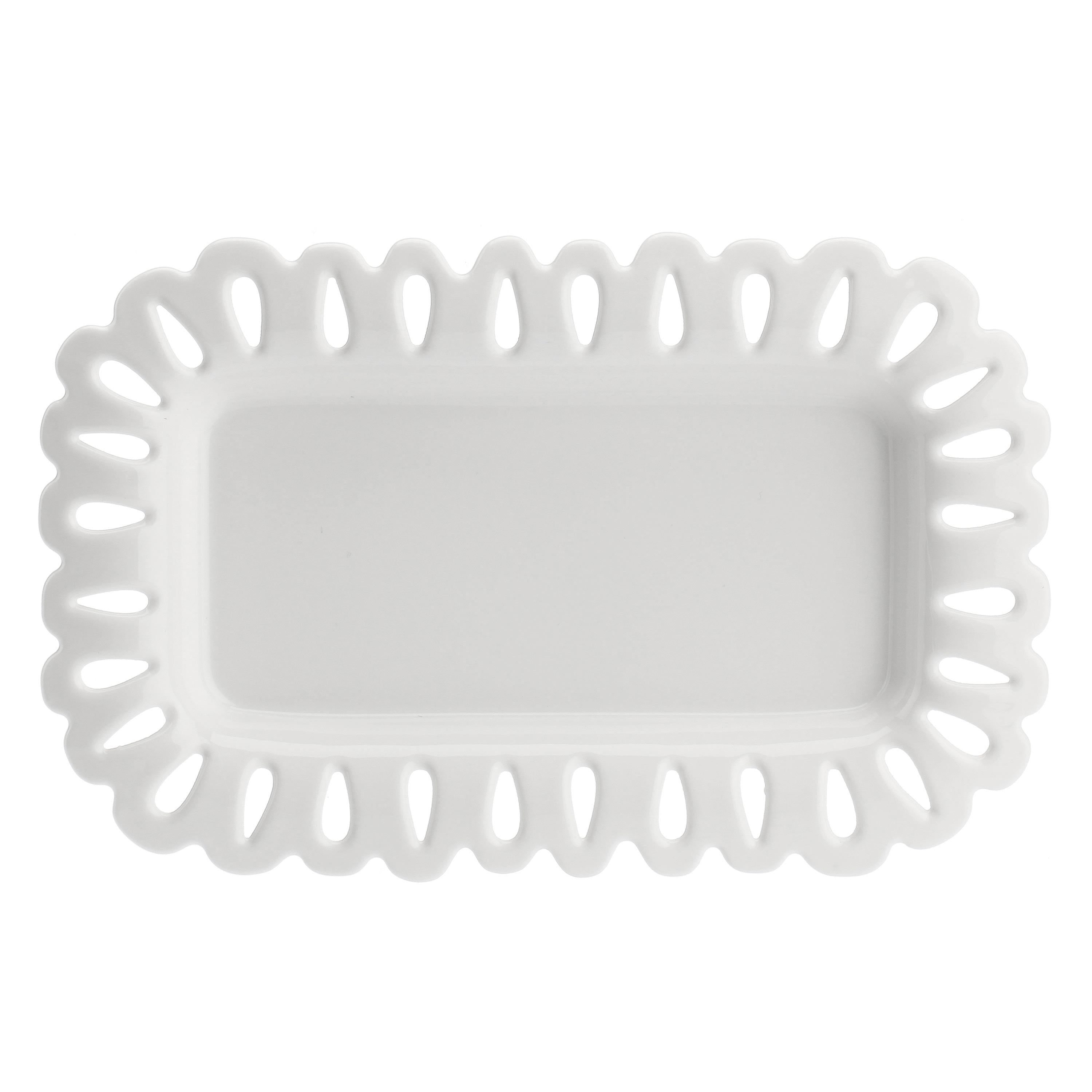 Vassoio Rettangolae Traforato, Giulietta - Porcellana, 20x13 cm
