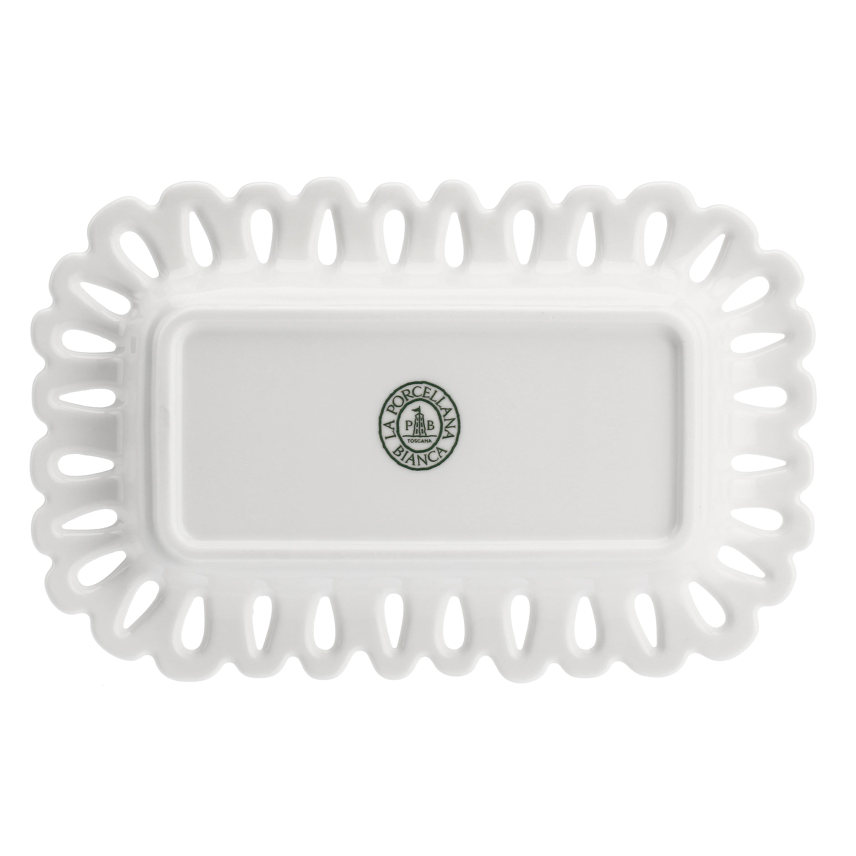 Vassoio Rettangolae Traforato, Giulietta - Porcellana, 20x13 cm