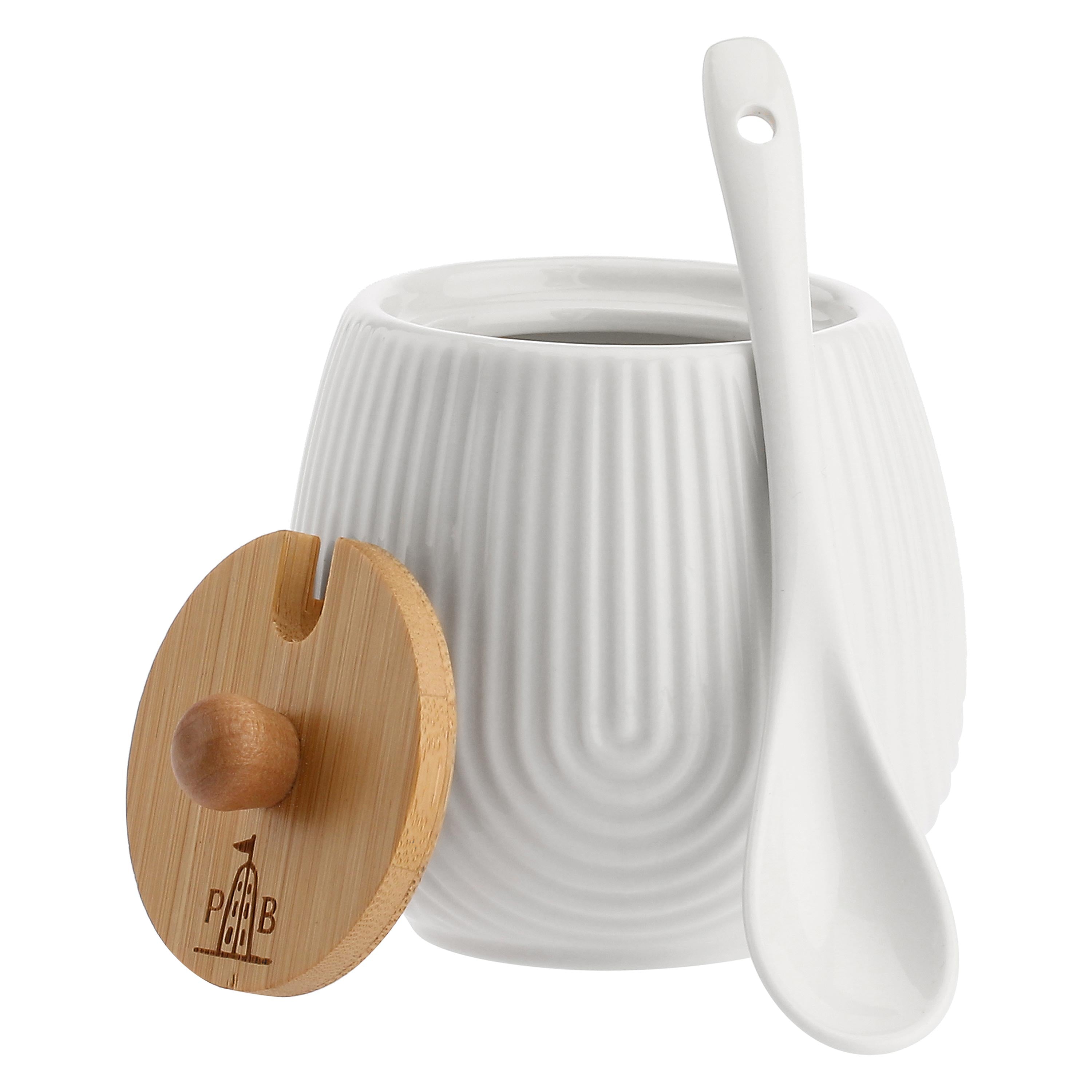 Zuccheriera Righe, Intavola - Porcellana e Legno, 250 ml