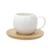 Set 6 Tazzine Caffè con piattino Foglie, Intavola - Porcellana, 90ml