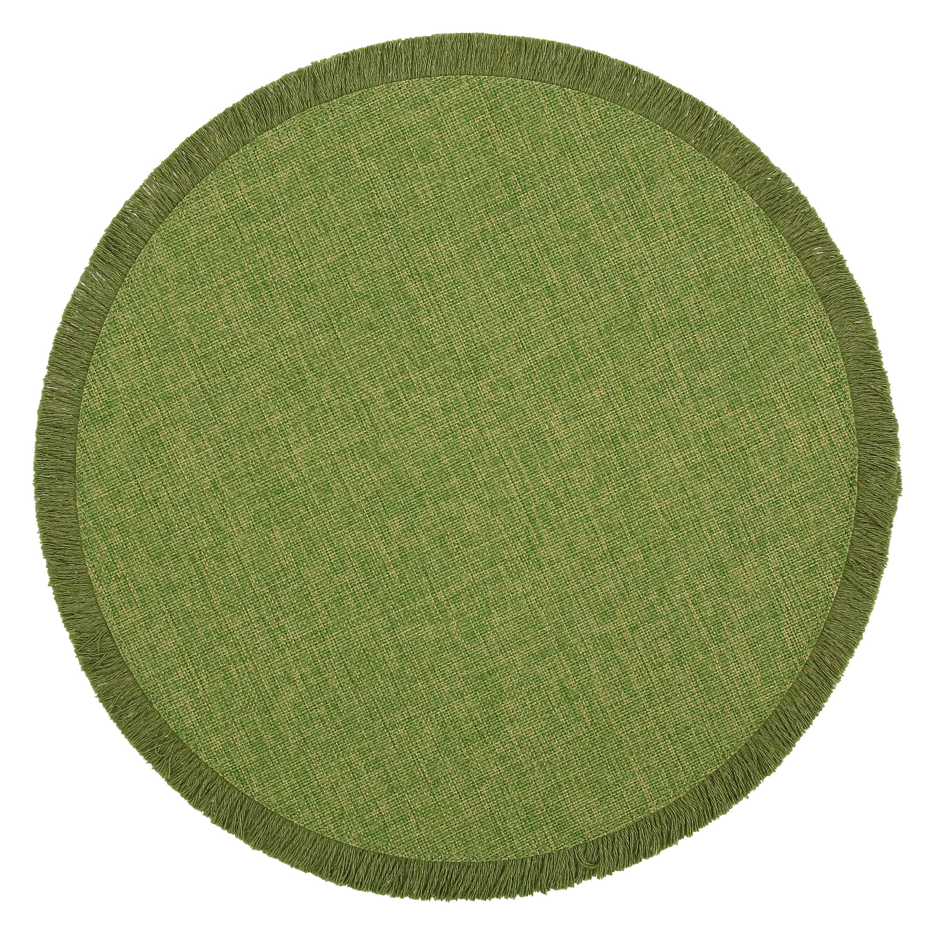Set da 6, Sottopiatto Frange Verde, Botanio - Mix Materiali, ⌀ 38 cm